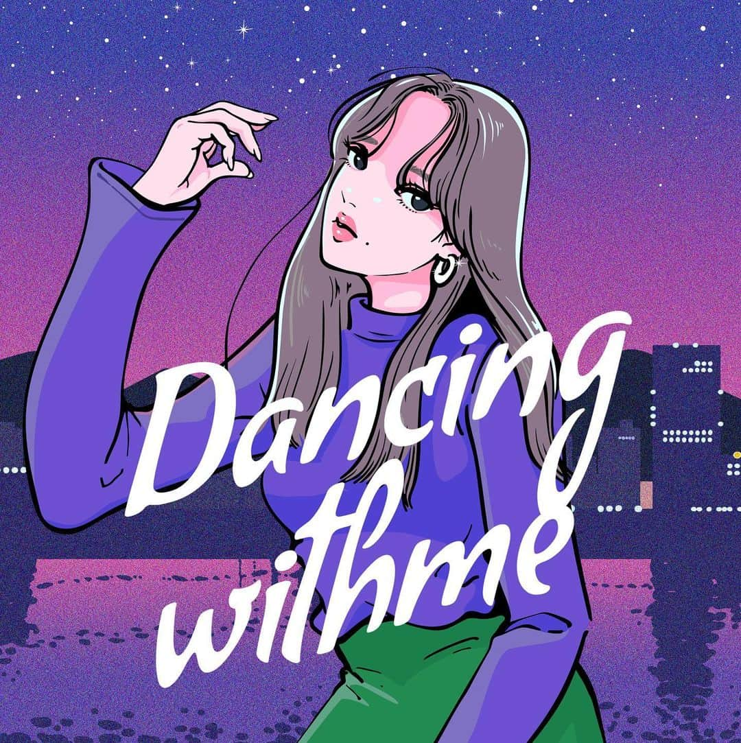 ユナのインスタグラム：「2/3リリースの新曲「Dancing with me」ヴィジュアルを私の誕生日に公開しちゃいます！❤️  今回はなんと！！私をイラストにしていただいちゃいました〜👏 発売とShowCaseをぜひお楽しみに🥰🎤」