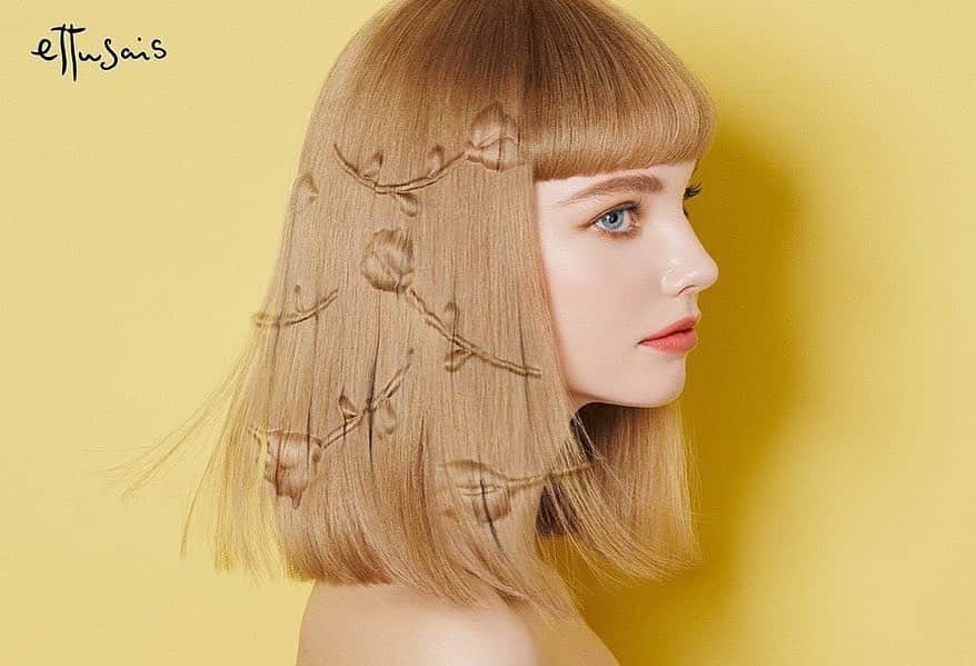 根本亜沙美のインスタグラム：「ettusais 2023 Spring Collection －Flowery  Layared －  #エテュセ #ettusais #wigs #humanhair #haircolor #cosmetics #spring #flowers #型押し」