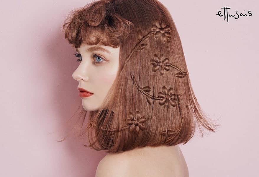 根本亜沙美のインスタグラム：「ettusais 2023 Spring Collection －Flowery  Layared －  #エテュセ #ettusais #wigs #humanhair #haircolor #cosmetics #spring #flowers #型押し」