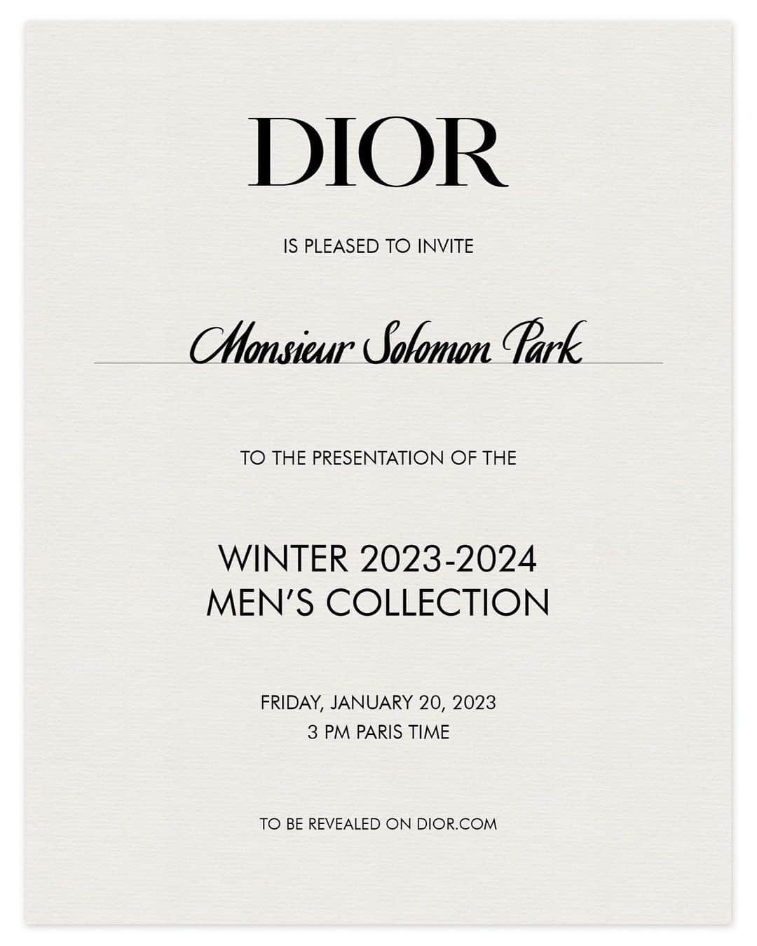 パク・ソロモンのインスタグラム：「#Dior #DiorWinter23」