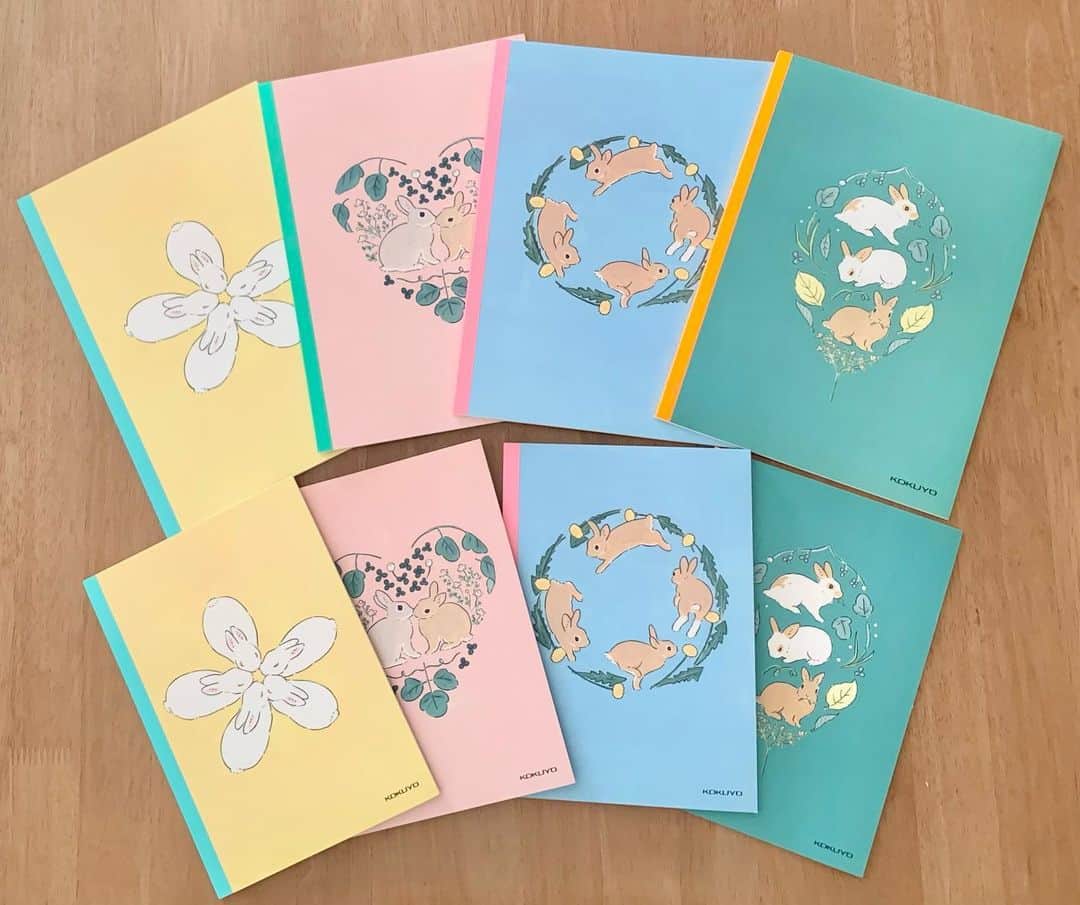 森山標子(しなこ)/Schinakoのインスタグラム：「Recent work🌟 I drew pictures for the notebook of the "JAPAN Illustrator x KOKUYO" series by KOKUYO China. Rabbits with a pop color scheme🐇.  Four different patterns are available in two sizes, B5 and A5. Not yet released in Japan, it is sold only in China.  中国KOKUYO「JAPAN Illustrator × KOKUYO」シリーズのノートの絵を描かせていただきました。ポップな配色のうさぎたち🐇  4種類の絵柄が、B5、A5サイズの2サイズ。日本では未発売で、中国で販売されています。」