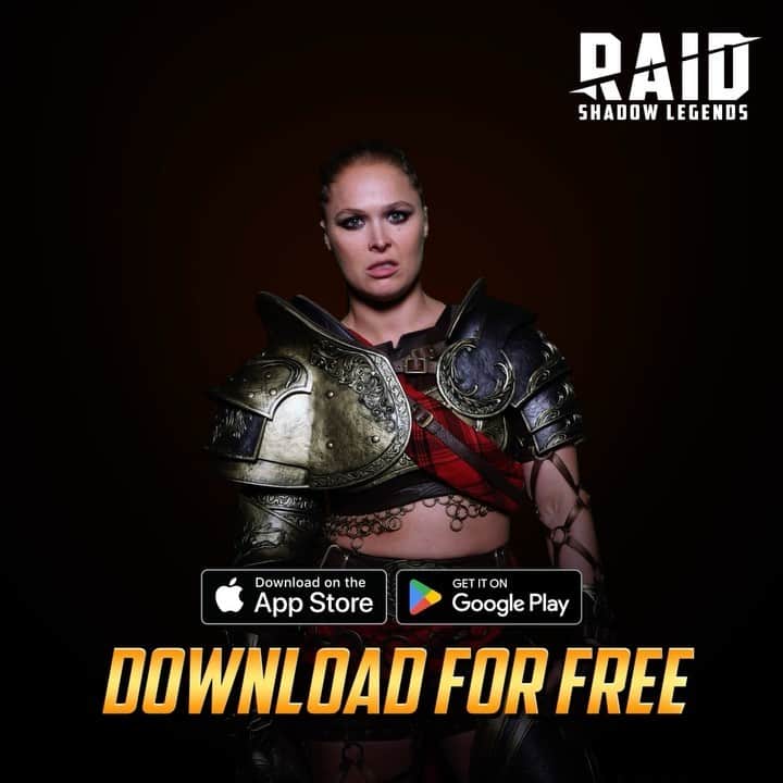 のインスタグラム：「Get ready for a big night of fights at #UFC283 with my totally free LEGENDARY champion in RAID: Shadow Legends! Two belts are up for grabs in Rio but my champ is one of the hardest hitters in Teleria. Download RAID today at plrm.info/rondaraid and get my champion for free!」
