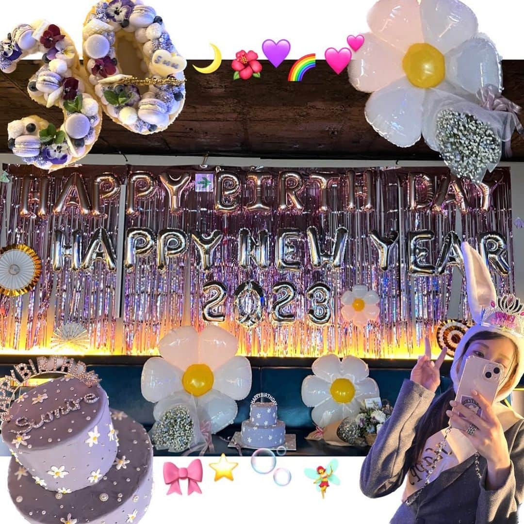 のインスタグラム：「. 最高な人たちに囲まれて最高な一年がスタート😍🎀💜  今年は色んな意味ですごい年になる、、！！  新しい私デビューの気持ちで30代を謳歌します🧚‍♀️🌈🎀」