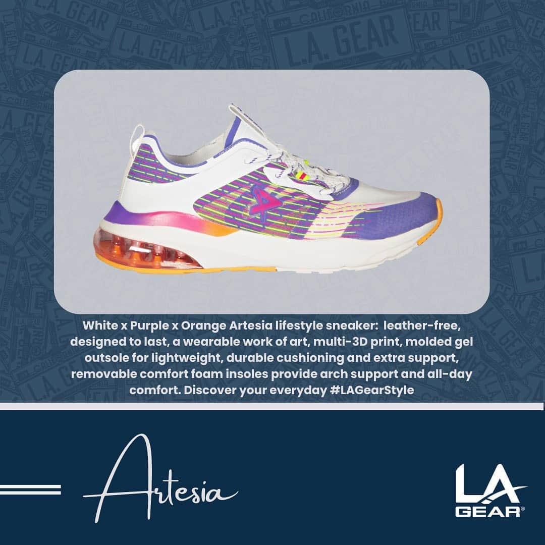 LAギアさんのインスタグラム写真 - (LAギアInstagram)「Artesia Lifestyle Sneaker: White x Purple x Orange 👟 Discover your  #LAGearStyle #LAGear #Sneakers #Kicks #3DPrint」1月23日 3時59分 - lagear