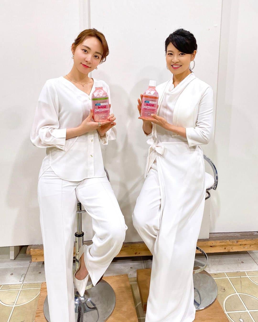 利水翔のインスタグラム：「. 収録後れいなさんと📷✨ 本日もありがとうございました✨🌸 ⁡ TBS ラヴィット内 LION生コマーシャル 8時〜9時半🦁 ⁡ 次は１月26.27日 是非チェックしてみて下さい⭐️ ⁡ ⁡ ⁡ ⁡ ⁡ ⁡ #ootd #今日を愛するLION #Parker #japan #offshot #ホワイトコーデ #TBS #吉田玲奈 さん #ラヴィット #利水つばさ #収録 #私服 #ファインダー越しの私の世界 #ナレーター #happy #ootd  #システマ #ライオン」