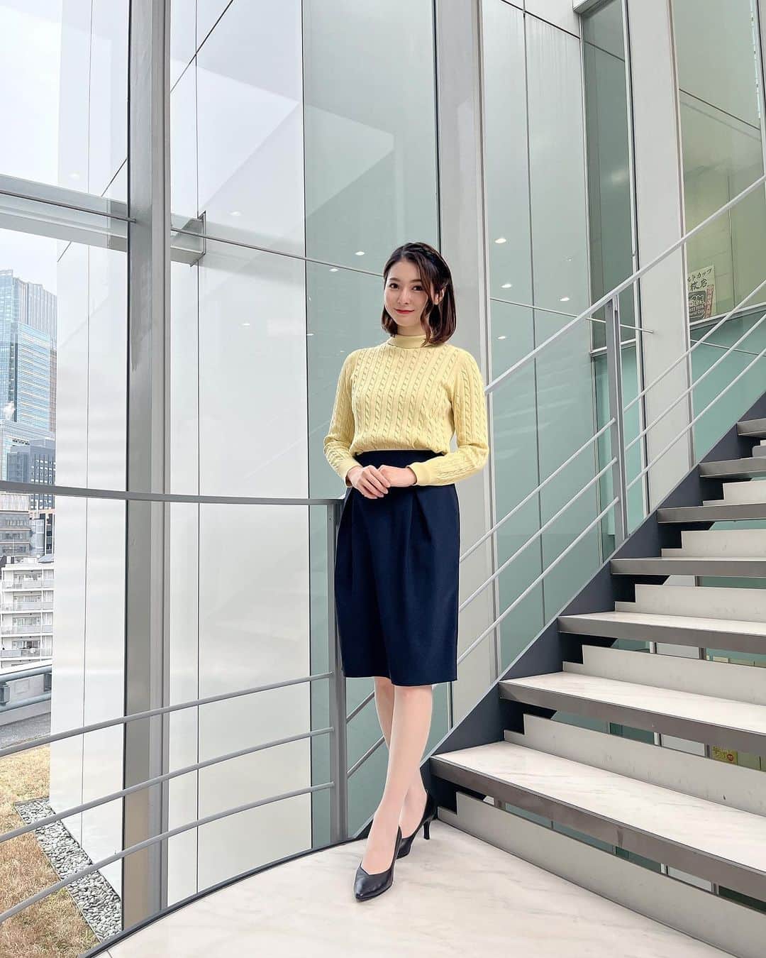 住田紗里のインスタグラム：「今週はものすごく寒いということなので、しっかり対策して、 体調も崩さないようにしたいです。  トップス NEWYORKER (@newyorker.since1964)  #グッドモーニング#衣装#newyorker#テレビ朝日#テレ朝#テレビ朝日アナウンサー#アナウンサー#住田紗里」