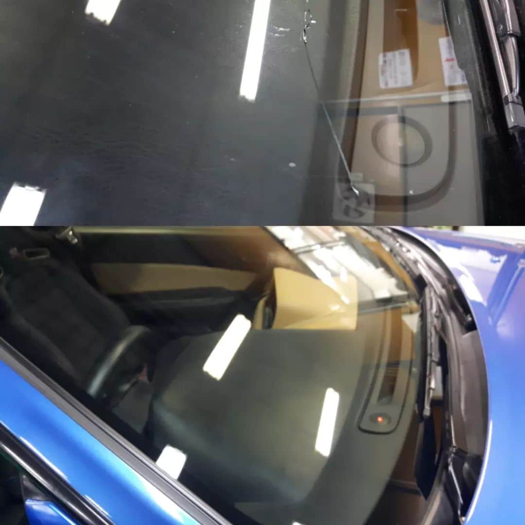 金原弘光のインスタグラム：「車のフロントガラスのヒビ割れ❗ 無事直りました～。 あ～良かった😄  #bnr34」