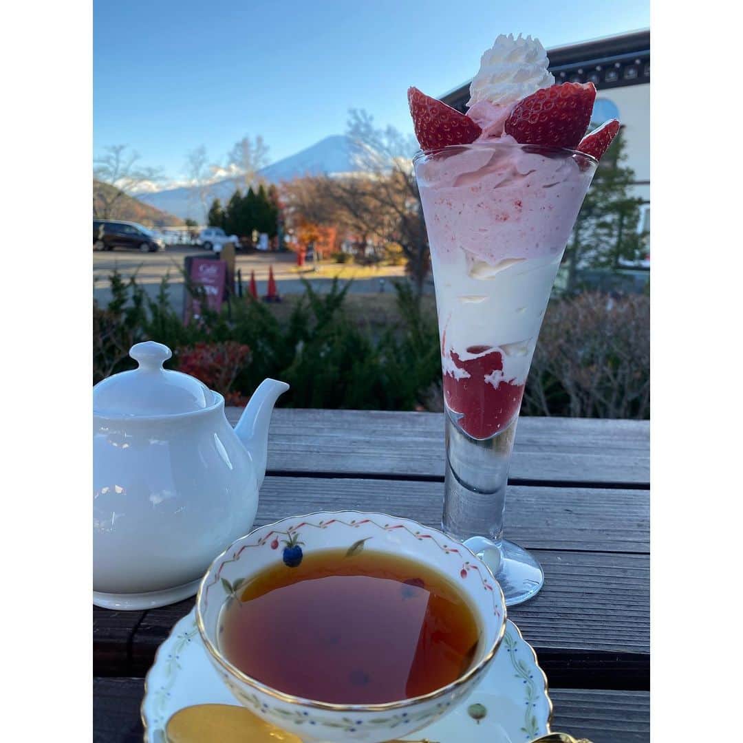 大島璃音さんのインスタグラム写真 - (大島璃音Instagram)「🗻  今日は富士山の日！ 前に河口湖に行った際、 富士山が目の前に見えるカフェで美味しい苺のパフェを食べました🍓  いちごが美味しい季節を迎え、 今年は"とちあいか"を沢山食べています🍓✨  それでは素敵な祝日を〜🎌  #時差投稿　#いちごパフェ  #河口湖  #富士山」2月23日 9時04分 - rinon_ohshima