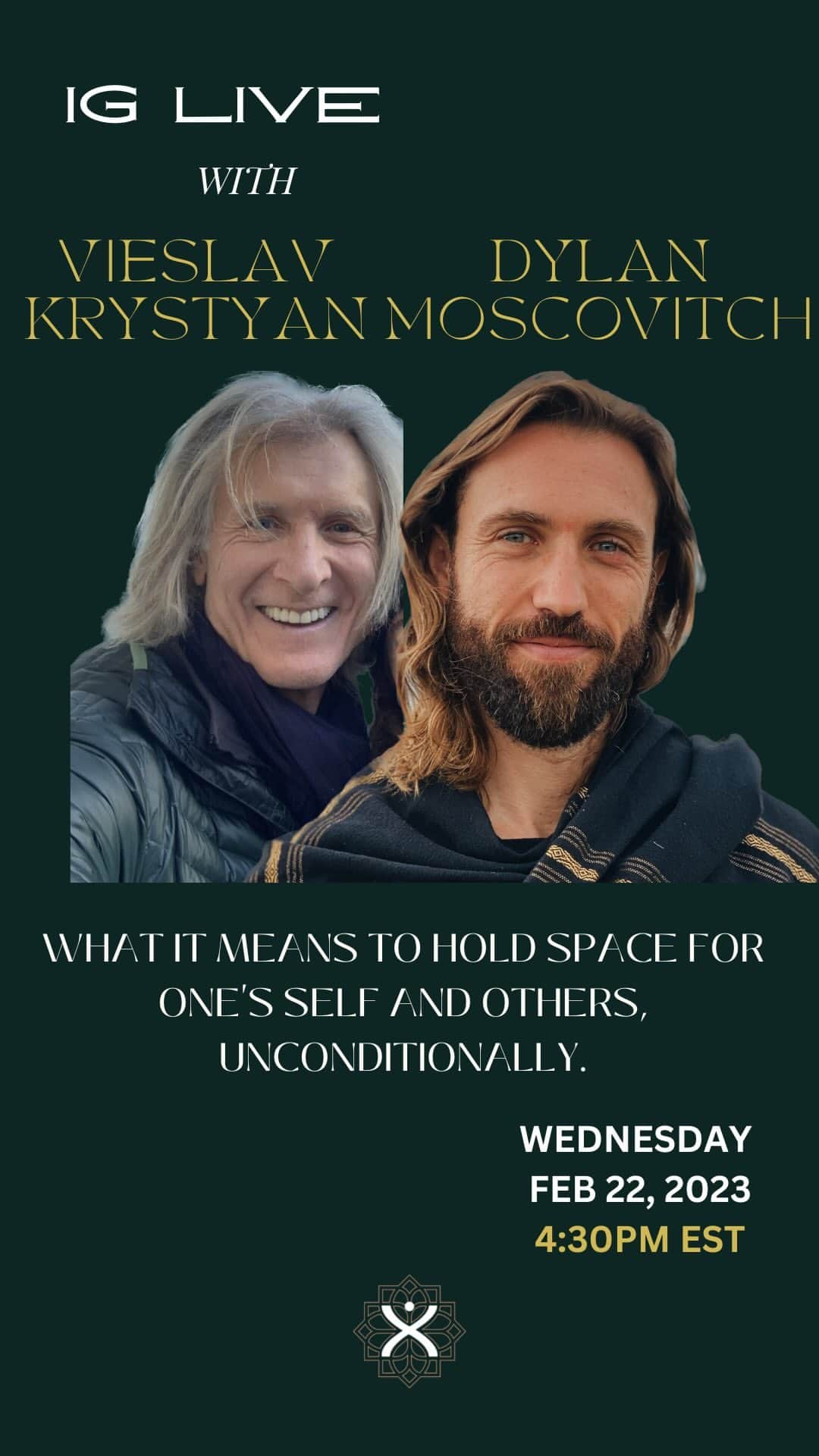 ディラン・モスコビッチのインスタグラム：「In this conversation, Dylan and Vieslav discuss various aspects of their journeys into themselves, their seeking for deeper meaning and understanding, and how it taught them about the nature of holding space for oneself and others.   Both Dylan and Vieslav each concluded with a practical technique to use as a means to inquire more deeply into how to be with oneself in a meaningful way, thus creating a deeper understanding of how to cultivate presence for others.   Dylan: Use the basic questions to investigate one’s state of being.  - How am I being?  - What is the state of my energy, behaviours and actions?   - What qualities do they possess?  - What are they showing me? - When am I being?  - Am I in this present moment?  - Where am I being?  - Is my awareness here?  - Am I existing elsewhere in my mind? - Who am I being?  - Am I acting as my true, authentic self? - What am I being?  - How would I define, if possible, the kind of state I’m in? - Why am I being?  - What is driving me to be in this state of being?  - What is driving me to choose this course of action?  Vieslav: “Becoming friends with stillness is one of the profound paths to know practically, how to ‘hold space’ for ‘oneself’ and for ‘others’. It’s best to start by creating space to simply sit. A quiet place where no one will disturb us, including our phones and computers, and to enter the process repeatedly. It’s better to do it frequently rather than one long sitting once a day for an hour or hour and a half. Sitting quietly for ten or fifteen minutes two, or three or four times a day to start with. Starting with simple concentration on one’s breath, around the edges of the nostrils or on the movement of the belly, without controlling it, just bearing witness and simply returning to the breath awareness every time we notice that the mind is dancing away, following thoughts and images…. Back to breath. Later on, once we develop a ‘taste’ for what is arising as a result of deepening the concentration (peace), we can slowly descend from the breath awareness, into the heart (chakra). ‘The clarity of the mind’ mediation. To be expanded upon later.”」