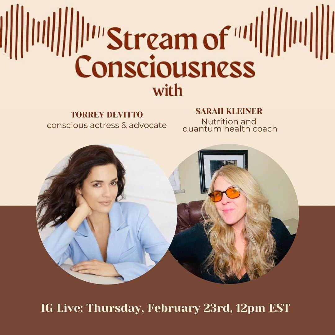 トーレイ・デヴィートのインスタグラム：「Join me and @sarahkleinerwellness live tomorrow, Thursday, February 23rd at 12 pm est. Sarah is a nutrition and quantum health coach. Can’t wait for this conversation. Hope to see you all there!」