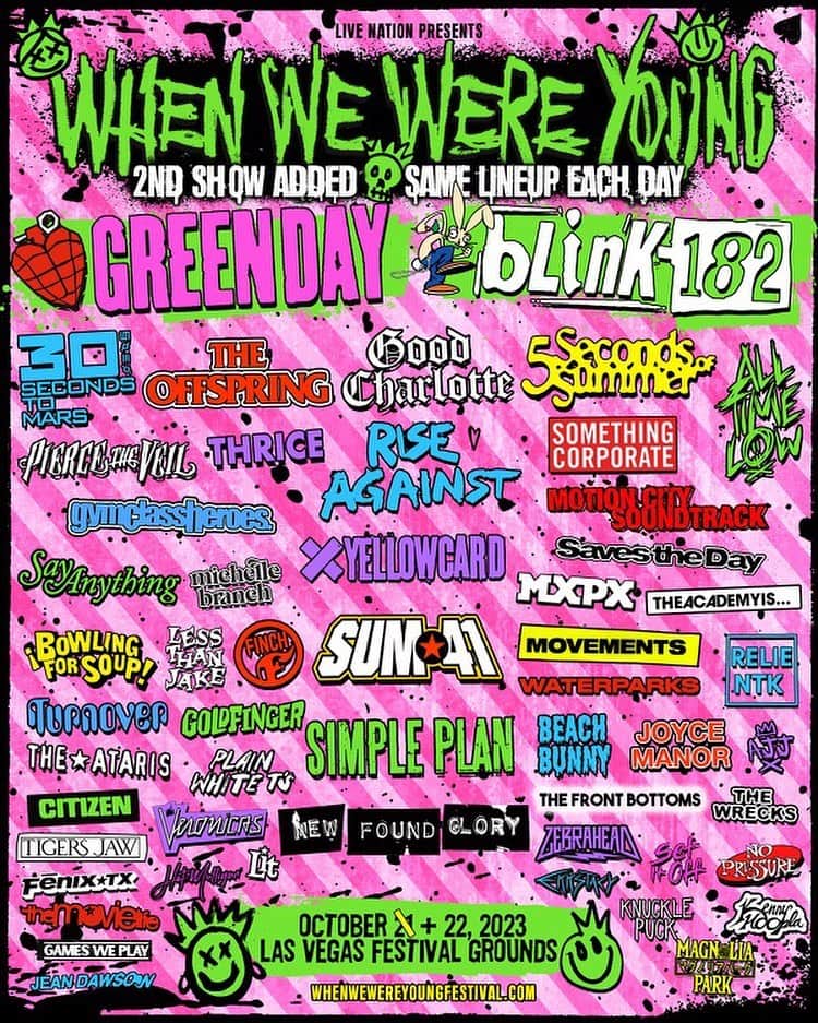 Good Charlotteさんのインスタグラム写真 - (Good CharlotteInstagram)「TWO DAYS OF @WHENWEWEREYOUNGFEST YES!   WE LOOK FORWARD TO SEEING ALL OUR FRIENDS!   www.whenwewereyoungfestival.com」2月23日 3時15分 - goodcharlotteband