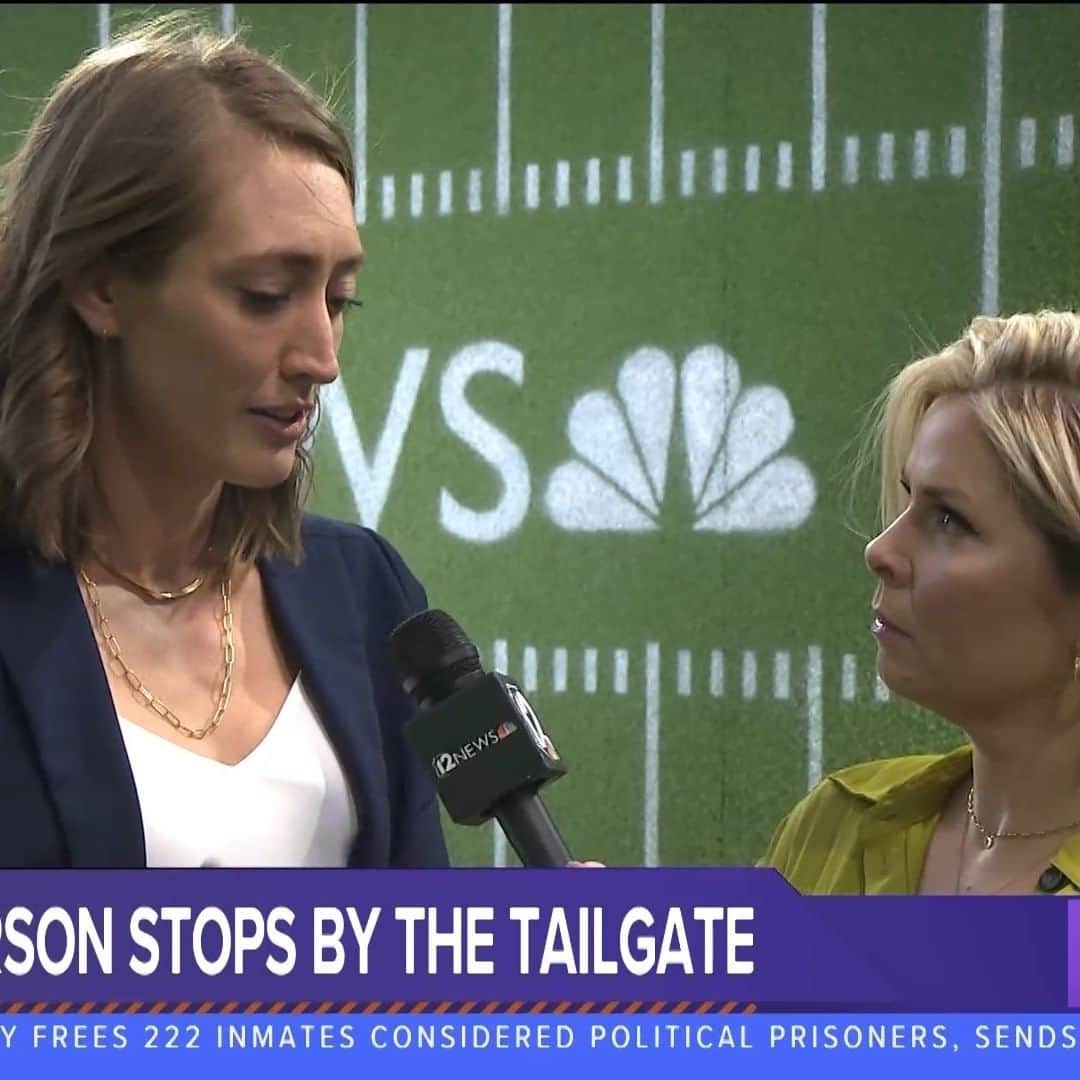 ブリージャ・ラーソンのインスタグラム：「Thank you @emmajadetv and Channel 12 News for having me at the Super Bowl Tailgate, it was a so special reconnecting! I've had great connection with Channel 12 since the 2012 Olympic games and it was heartwarming to see everyone again and reminisce on past experiences🥰」