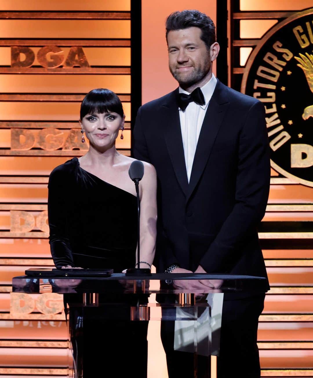 ビリー・エイチュナーのインスタグラム：「AWARDS!!! Presenting at the @directorsguild Awards with the iconic @riccigrams! Thanks DGA! 🖤🖤🖤」