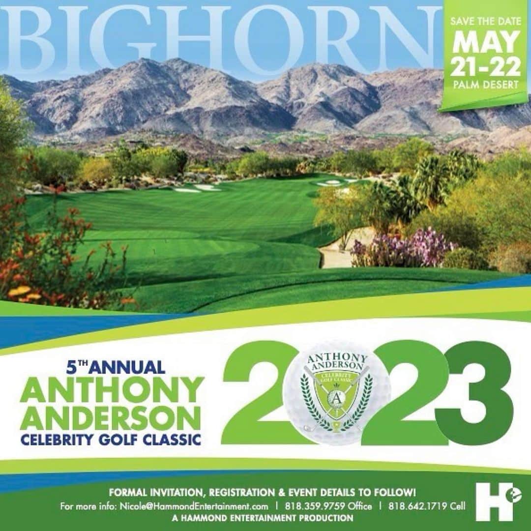 アンソニー・アンダーソンのインスタグラム：「We’re back! Come out and join us for our 5th annual Anthony Anderson celebrity golf classic. #AACGC at Big Horn! Over the past 4 years we’ve raised over 2 1/2 million dollars for various charities. #childrenshospitallosangeles #boysandgirlsclub #lamission #comptonequestrian #comptonequestrianscholars and other grassroots organizations that continue to help and educate the youth! I look forward to seeing you in Palm Springs at #bighorngolfclub #charity #justakidfromcompton #huskyandhandsome」