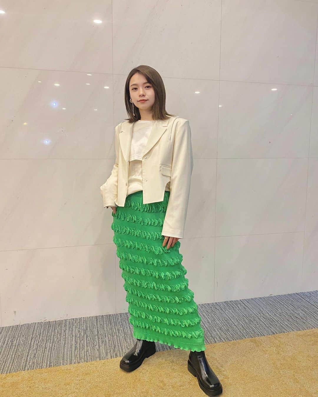 足立佳奈のインスタグラム：「取材日の時の🌱 相変わらず緑を選んじゃう。 可愛すぎてタグも載せちゃうねっ。☺︎☺︎  MusicVoiceさんの記事よんでくれたかなぁ？？ #ストーリーにリンク貼るね」
