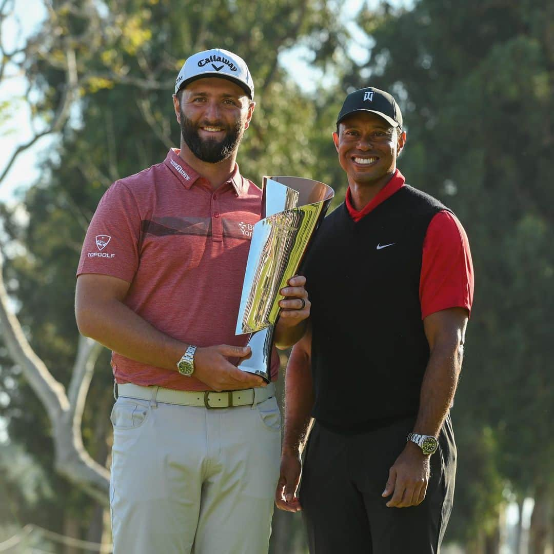 タイガー・ウッズのインスタグラム：「Congratulations to @jonrahm on winning The Genesis Invitational. Thank you to @genesis_usa, all the players and the incredible fans who helped support @tgrfound through the tournament.」