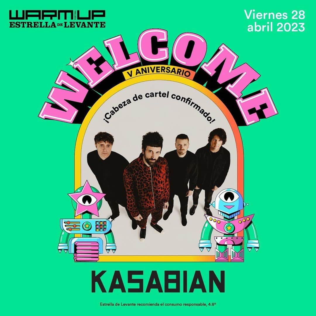 カサビアンのインスタグラム：「🚀NEW DATE: We're playing @warmupfestival  in Murcia, Spain on 28th April. Tickets: warmupfestival.es #warmup2023」