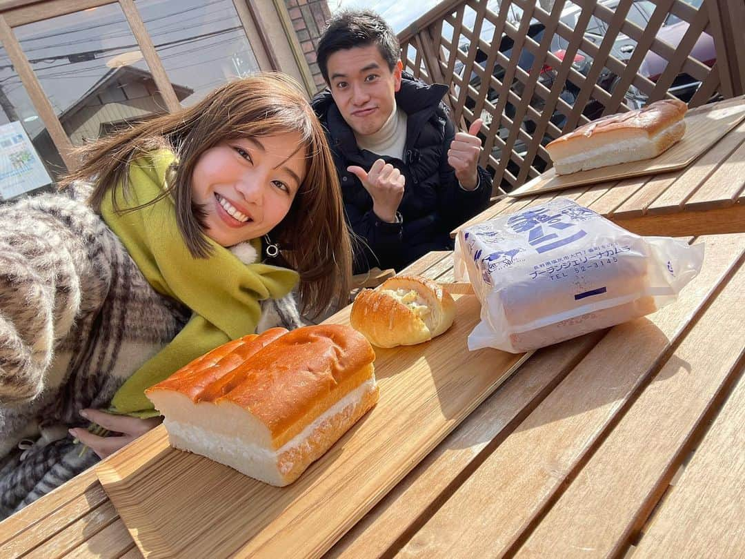 稲村亜美さんのインスタグラム写真 - (稲村亜美Instagram)「CBCまちイチ ありがとうございました😊 パン特集でしたが、あんなにたくさんのパンを食べることがないので幸せでしたね〜 いつも一緒にロケをしてくれている SBC尾関アナと🙏 尾関アナはサウナーです🧖 #まちイチ」2月21日 11時18分 - inamura_ami