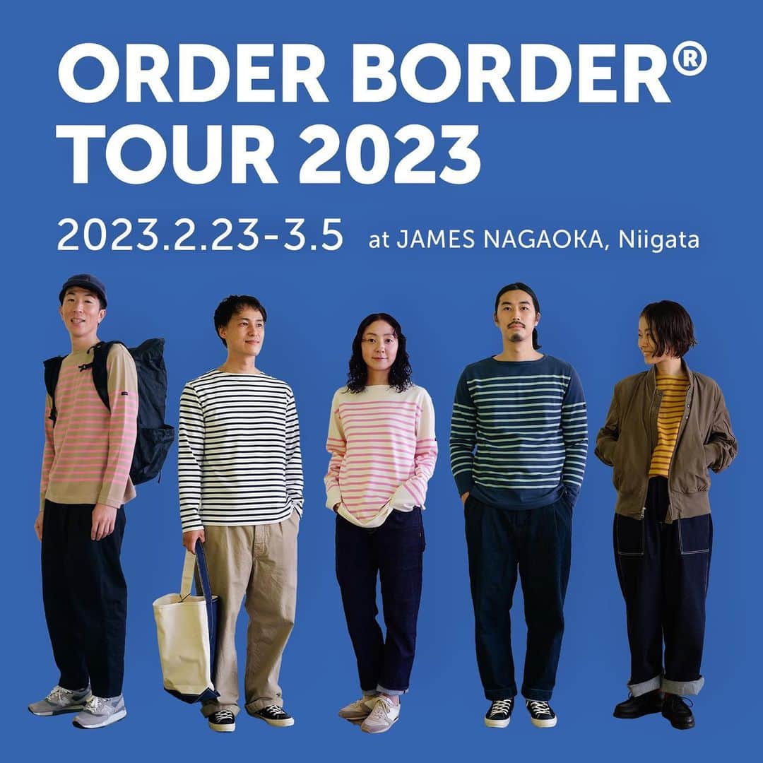 G.F.G.S.のインスタグラム：「ORDER BORDER TOUR 2023  2/23(tue)-3/5(sun) 新潟県長岡市のJAMES NAGAOKA(@james.nagaoka )さんにて、 ORDER BORDER受注会を開催していただきます。 JAMES NAGAOKAさんは、今期の着画モデルとしてご協力いただいた新潟県長岡市のセレクトショップです。今回もシーズンカラーとレギュラーカラーのサンプルをお送りしています。  この受注会の期間中の2/26(日)には G.F.G.S.代表小柳 @gfgs_oyanagi 自らが店頭で、 お客さまのサイズ感や配色のお悩み・素材や 製作現場についての質問から、人生相談まで… お客様の知りたいことやお悩みにお答えします。 ぜひこの機会に足をお運びください。 BBC @bbc_kamo のドーナツも持っていきますよ🍩  事前にHPのカラープレビューで 欲しいline upをあげておくとスムーズです◎ https://www.gfgs.net/shop/  ―――――――――――  JAMES NAGAOKA 〒940-0066 長岡市東坂之上2-6-9 TEL:0258-37-1885  open 11:00-19:00 ※日曜祭日 18:00 close 定休日:毎週水曜 ほか 第三火曜  ※会期中の営業時間や休業日等  詳細は公式HPやSNS等でご確認ください。  ――――――――――― #gfgs #orderborder #jamesnagaoka #新潟 #長岡 #丁寧な暮らし #セレクトショップ #ファッション #オーダー会 #ワードローブ #カスタム #セミオーダー #春服 #買い物 #選ぶ #着心地 #お出かけ #カジュアル #シンプル #カットソー #デイリーウェア #ボーダー #しましま #ボーダートップス #bbc_kamo #donuts🍩」