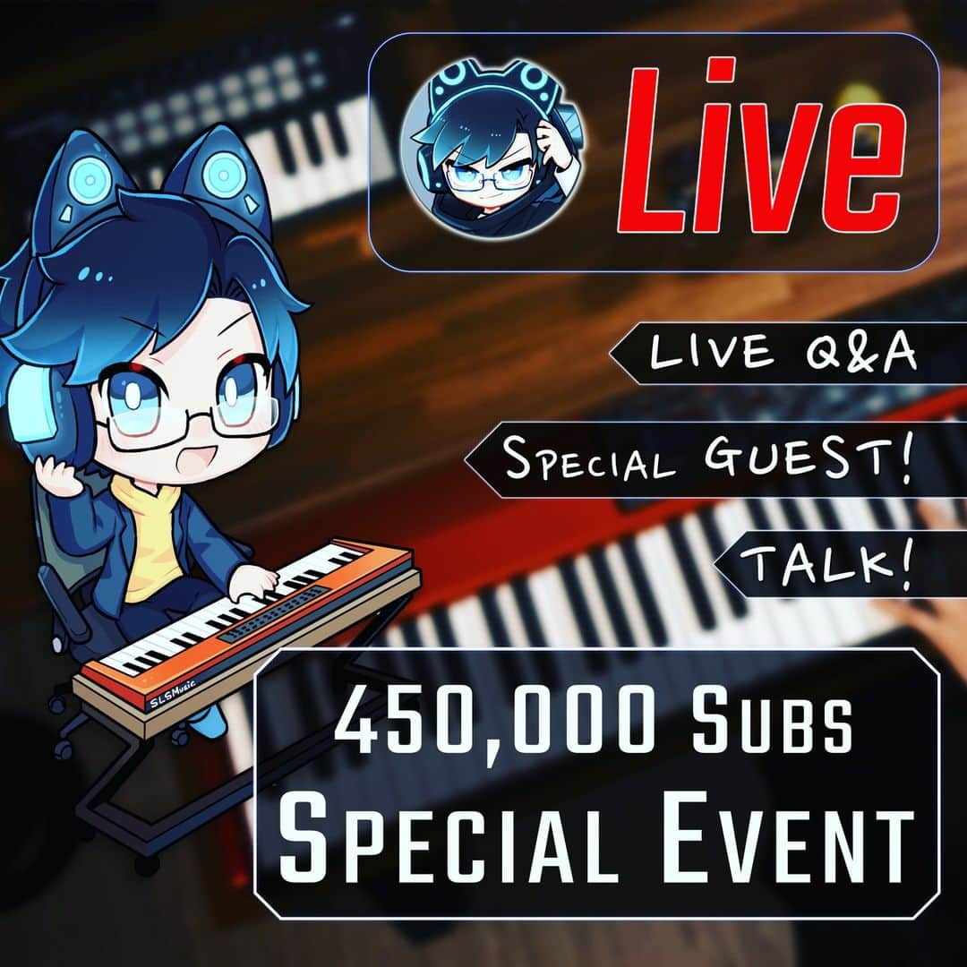 SLSのインスタグラム：「#slslivestream 【45萬直播Special Live】 本週六終於是我們的45萬特別直播啦！Delay這麼久在這邊和大家說聲不好意思，最近真的很爆炸🥲 這次除了慣例的Q&A募集回答，還會邀請一位同樣是動漫宅宅的YouTuber嘉賓做遠端連線，讓他體驗我們最愛的某活動😈至於是誰，大家可以先猜猜看（笑） - Q&A募集部分，你可以在本篇貼文、IG限動、或是推特上留言問我問題，無論是音樂、鋼琴、頻道、或是與我個人相關的問題都可以問，我會挑選一些問題整理起來在直播時「認真回答」；啊如果沒被挑到關係，直播後半夜會有Free Talk的不認真QA部分（笑），你可以到時候再問🤣 - 最後，這次特別直播一樣也會和大家揭露一些近期準備中、即將出土、未來進行式的項目，以及頻道未來規劃的方向，千萬別錯過喔！ - #livestream #youtube」