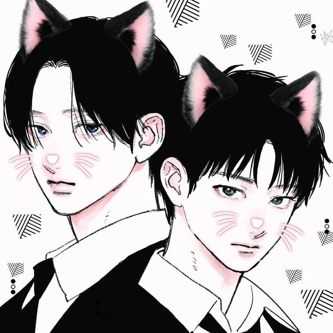 森下suuのインスタグラム：「#猫の日  #イラスト #ゆびさきと恋々」