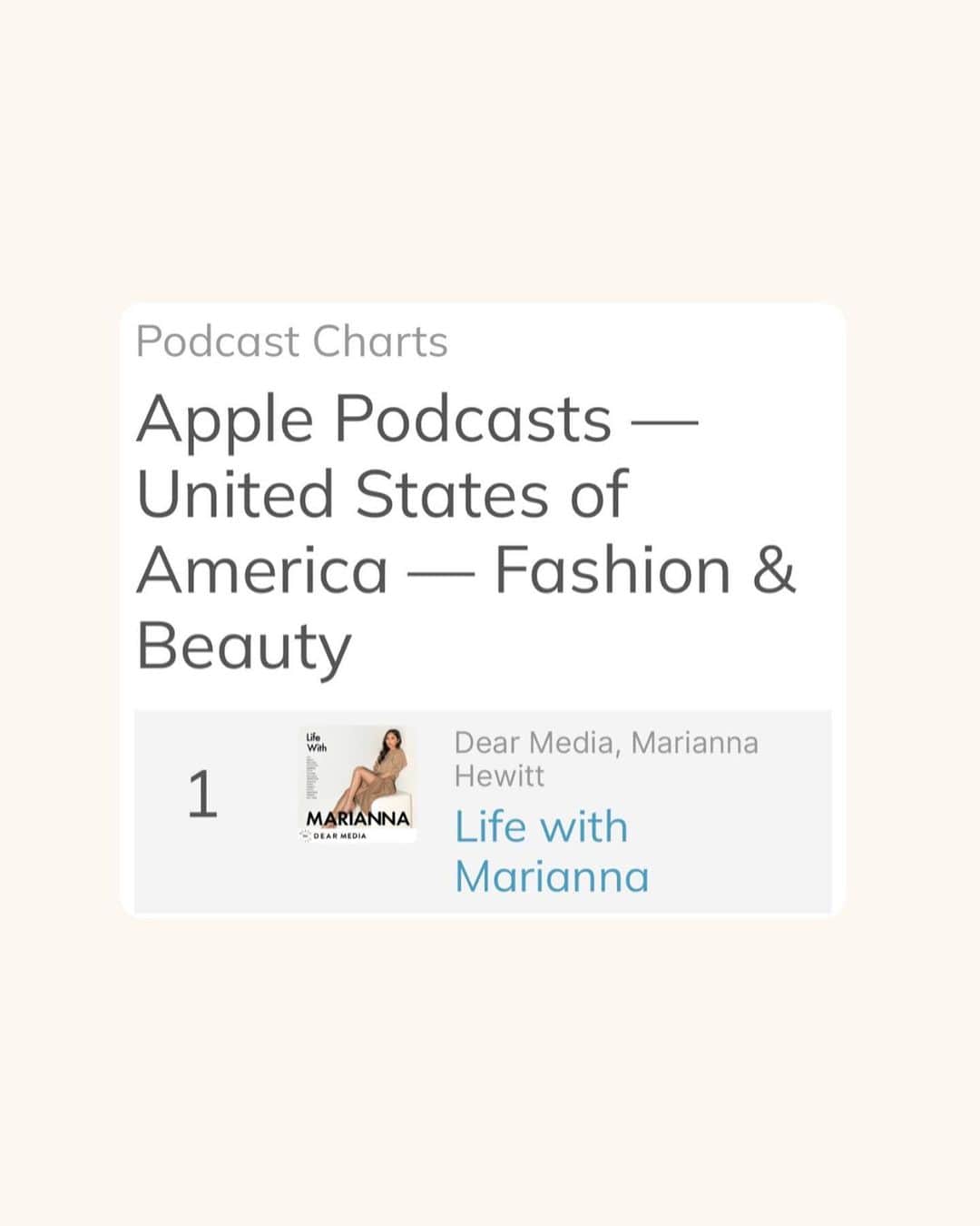 Marianna Hewittさんのインスタグラム写真 - (Marianna HewittInstagram)「Thank you for making Life with Marianna the #1 fashion & beauty podcast on Apple and the Top 1% of podcasts followed + shared globally on Spotify 🤍  I am incredibly grateful for the opportunity to create content that inspires and motivates. My goal is to continue bringing in new and inspiring guests, while also sharing more solo episodes that add value and positively impact your life. Thank you for being a part of this journey with me.  Subscribe or Follow to Life with Marianna, new episodes every Tuesday!」2月22日 23時33分 - marianna_hewitt