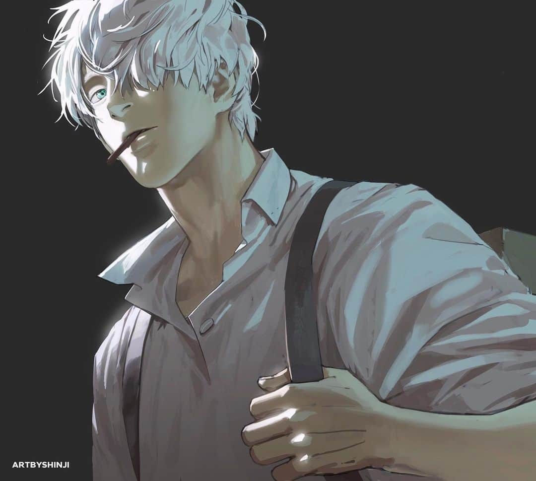 知花シンジのインスタグラム：「Ginko from Mushishi 👁️  one of my favorite characters. no, probably on my top 3 😂  #蟲師 #ギンコ #デジタルイラスト #photoshop #mushishi #ginko #artistsoninstagram #artstyle #digitalpainting」