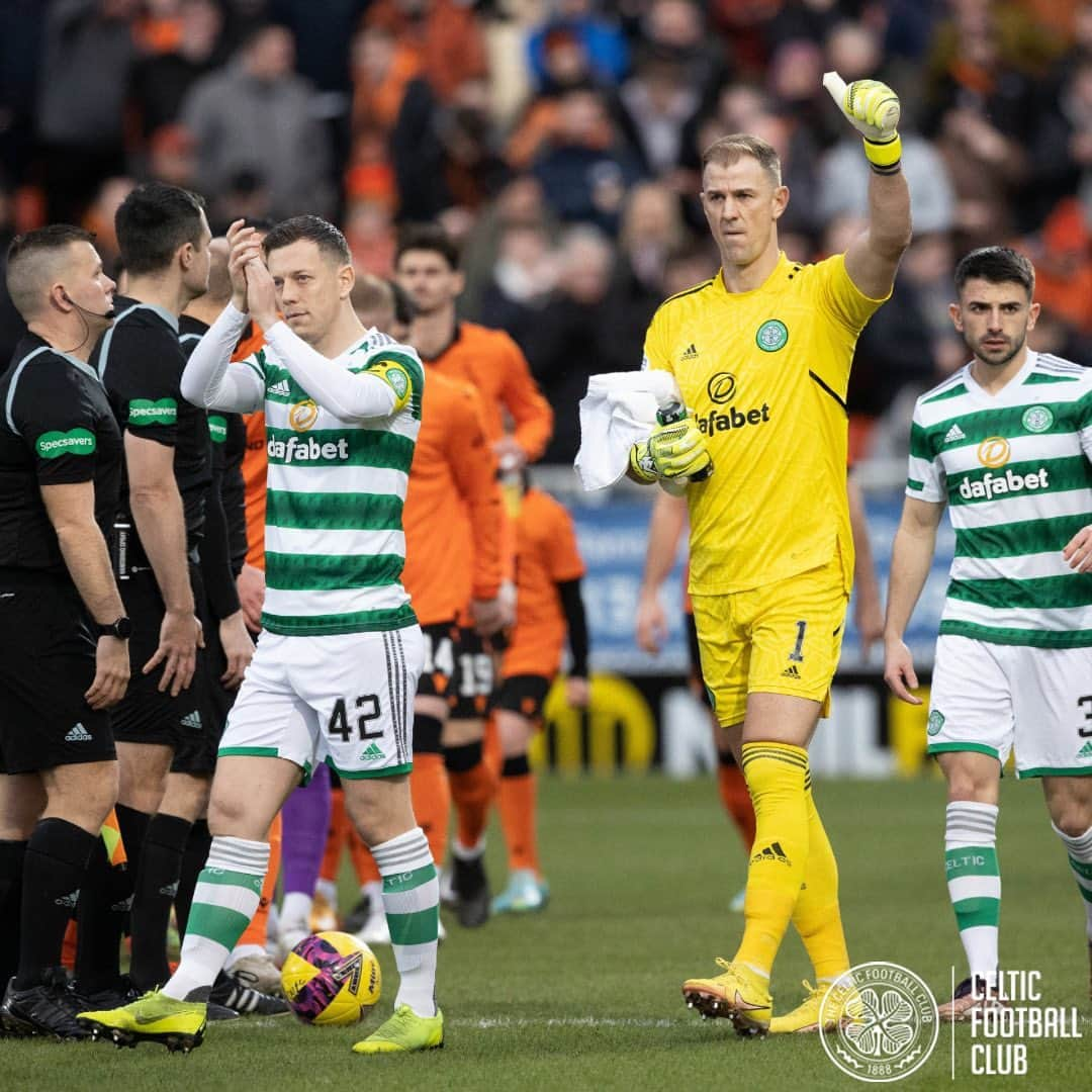 ジョー・ハートのインスタグラム：「Following the main man into battle on his 400th appearance for this special club @celticfc 🫡 solid win , amazing support 💚💚」