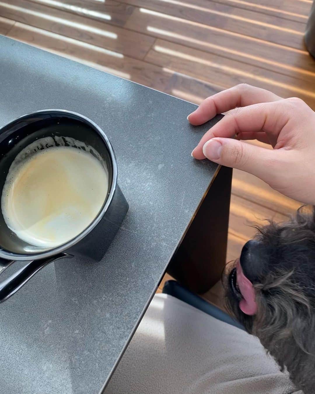 福田彩乃のインスタグラム：「. ️コーヒー飲みながら 今日の離乳食を考える💭 このコーヒーおいしいんだよなあ☕️」