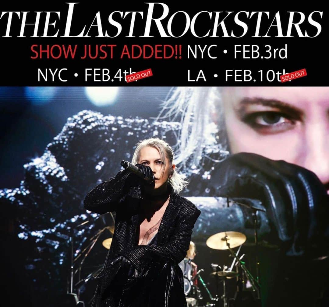 Hydeのインスタグラム：「It was great to be able to perform while hearing your voices after all these years! See you in New York next!   NYC Tix:https://www.ticketmaster.com/the-last-rockstars-live-debut-2023-new-york-new-york-02-03-2023/event/00005D8696D91717  #YOSHIKI #HYDE #SUGIZO #MIYAVI #THELASTROCKSTARS  #東京ガーデンシアター  #日本公演最終日 #TLRS最高 #TheLastRockstarsNYC #次はニューヨーク @yoshikiofficial  @sugizo_official  @miyavi_ishihara  @thelastrockstars」