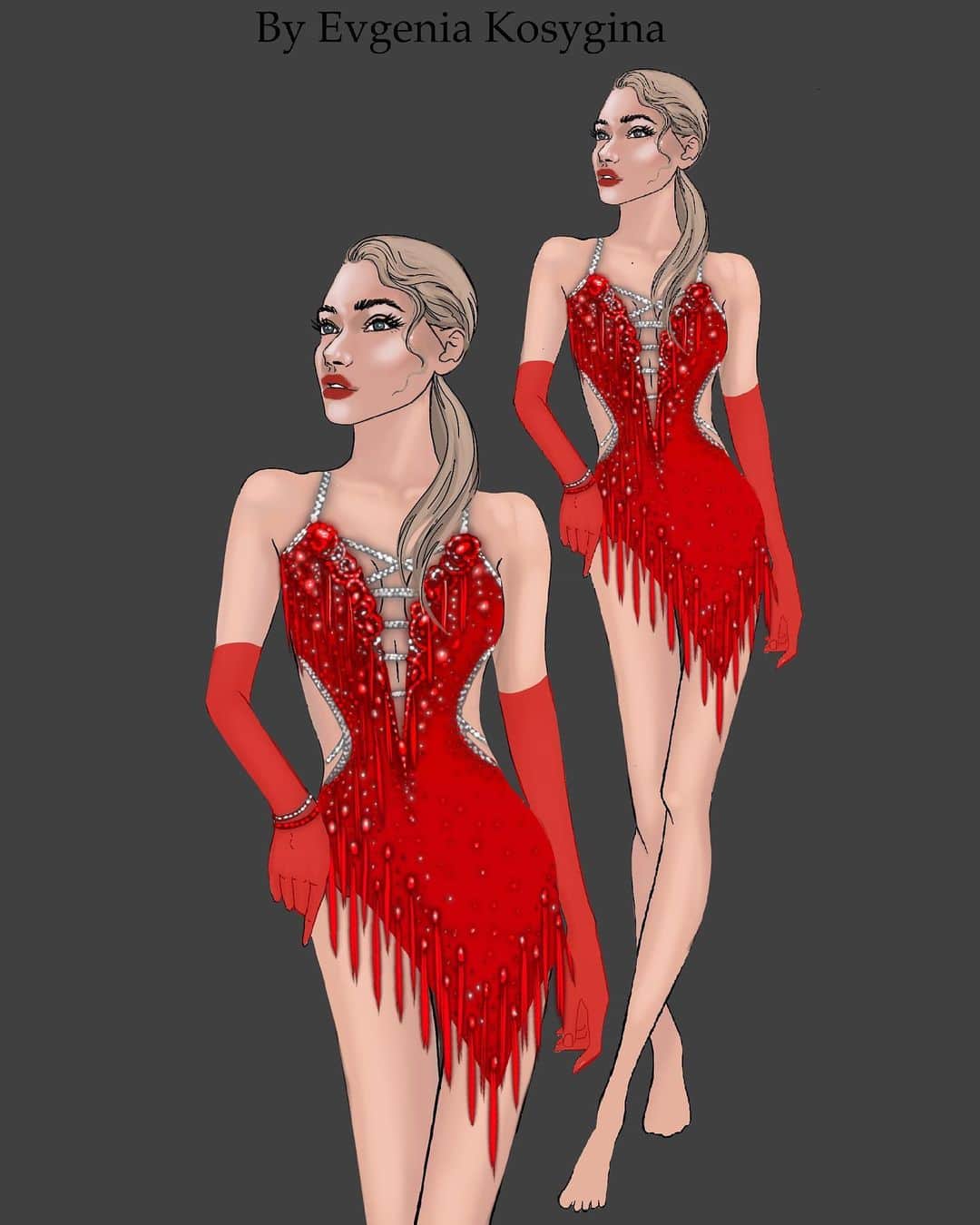 エフゲーニヤ・コスイギナさんのインスタグラム写真 - (エフゲーニヤ・コスイギナInstagram)「hello from Euro❤️ from Mariia Ignateva  Beautiful lady in red dress🔥❤️  Thank uuuuuu❤️☺️🫶🏻 Master: @mariya_panasutkina_designer」1月31日 3時26分 - budubitch