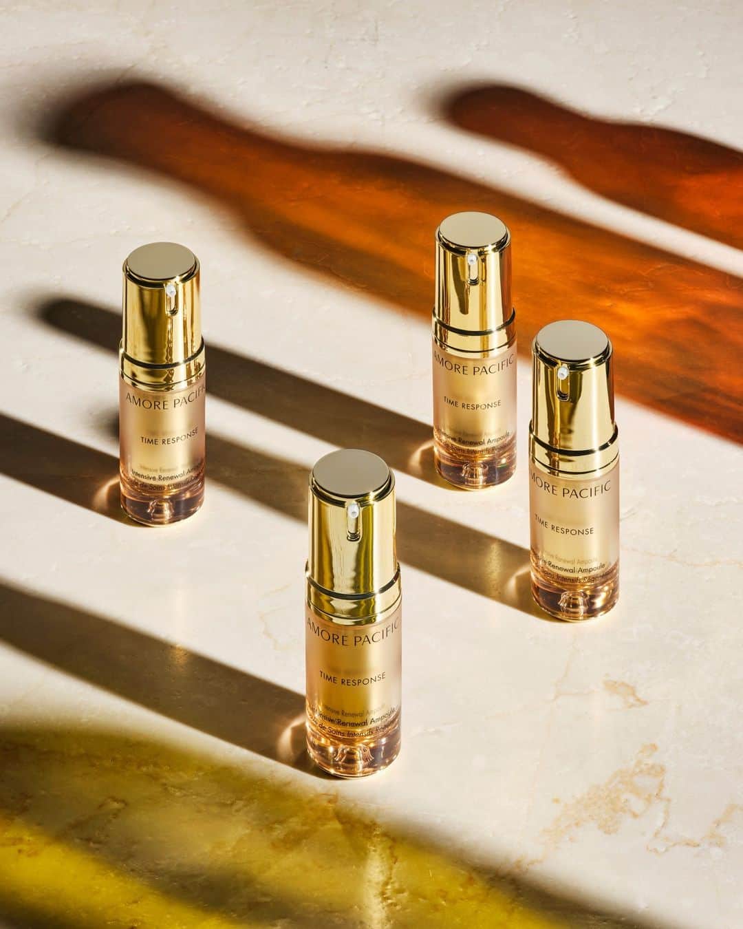 アモーレパシフィック USのインスタグラム：「Treat your skin with our Time Response Intensive Renewal Ampoule 🌟  This innovative treatment combines Pure Green Tea Powder with AbsoluTea™ serum, our handpicked green tea formulated exclusively for skincare. Use over 4 weeks to help improve signs of visible aging while providing deep nourishment for youthful glow.  Experience this highly-concentrated treatment today by shopping the link in bio.」