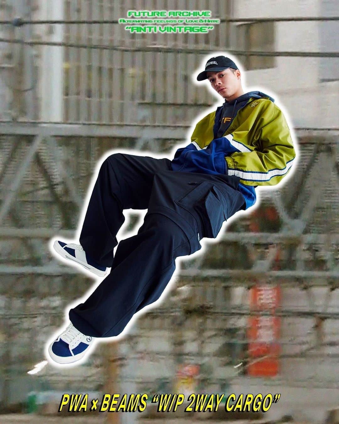 beams_harajuku_officialのインスタグラム：「PWA × BEAMS 2.4(Sat.) Release at BEAMS HARAJUKU . 新世代が主導するプロジェクト「FUTURE ARCHIVE」。 前回の別注でも好評を博した〈PWA〉との第二弾となるコラボレーションアイテムを発売します。  ポリエステルのリップストップ素材を採用し、ゆったりとしたシルエットにスポーツスタイルやストリート感をミックスさせた、ショートパンツにもなる２WAY仕様の『W/P 2WAY CARGO PANTS』を別注で製作。 カーゴポケットのシルエットやギミック、裾にはドローコードを施し細部までこだわったデザインはもちろんのこと、撥水性・ストレッチ性の高い生地を採用しており機能性にも優れています。  また、当ブランドの23ssシーズンのインラインアイテムを先行受注販売します。是非この機会をお見逃しなく。 . Photography_ @masakisato_ Direction & Styling_ @toshi927 Design_ @studio.otd Hair & Make up_ @tatsuki.yn . @___pwa___ @futurearchive_beams @beams_mens_casual @beams_harajuku #futurearchive #antivintage」