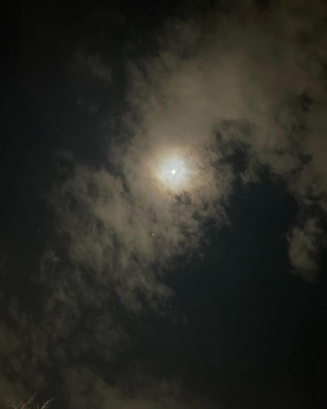 土屋眞弓のインスタグラム：「今宵のお月さま ふと見上げたらこんなに幻想的な雲の中に弓張月が🌔✨✨✨  #弓張月」