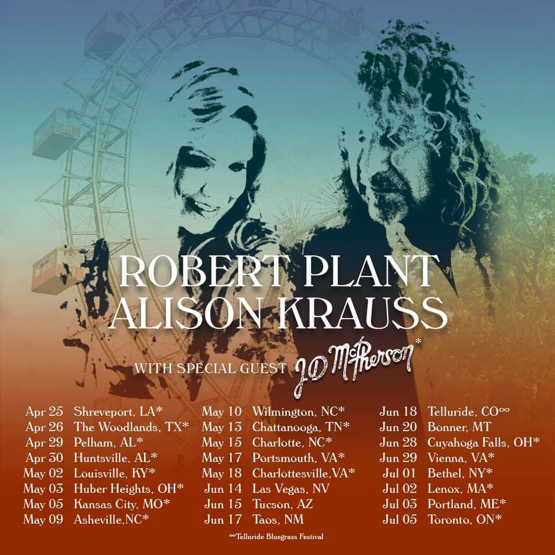 ロバート・プラントさんのインスタグラム写真 - (ロバート・プラントInstagram)「NEW US DATES ADDED - Robert Plant & @AlisonKrauss' “Raising The Roof Tour”  Artist presale starts tomorrow at 10 am local, gain access by using the password: PLANTKRAUSS   Get your tickets at: https://www.plantkrauss.com  RP and Alison Krauss’ performance last summer at the iconic Red Rocks Amphitheater in Morrison, CO will be available to stream worldwide, for the first time, on March 16, 2023. Livestream tickets will be available on Mandolin on Feb 14th and include a 48 hour replay period.   #RaisingTheRoofTour2023 #RobertPlant #AlisonKrauss #PlantKrauss #raisetheroof」2月1日 1時00分 - robertplantofficial