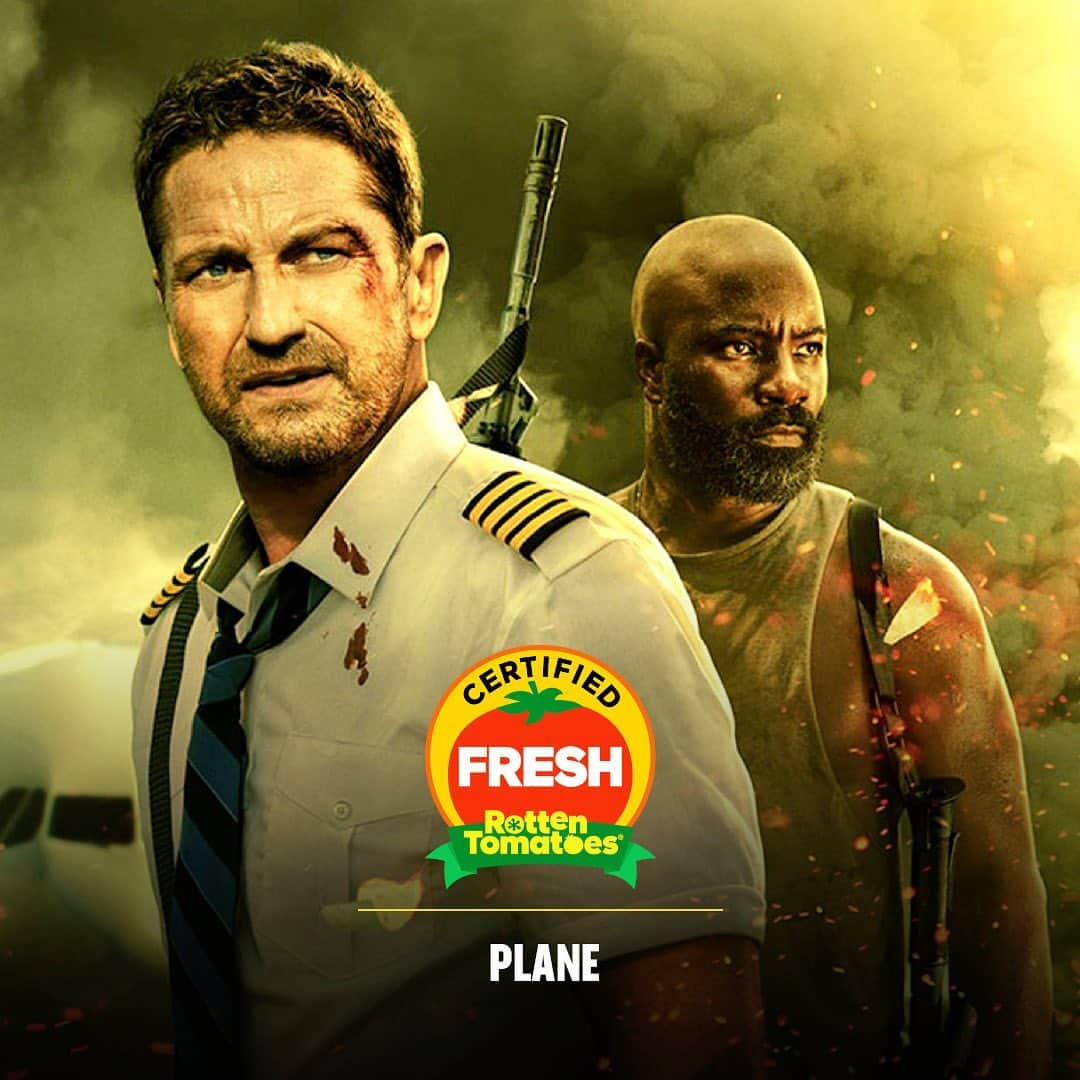 ジェラルド・バトラーのインスタグラム：「#PlaneMovie is Certified Fresh!! Thanks to our incredible director, cast, & crew - and all of you - for coming along for the ride. We’re so proud of this film and it means the world that you’ve been loving it too ❤️」