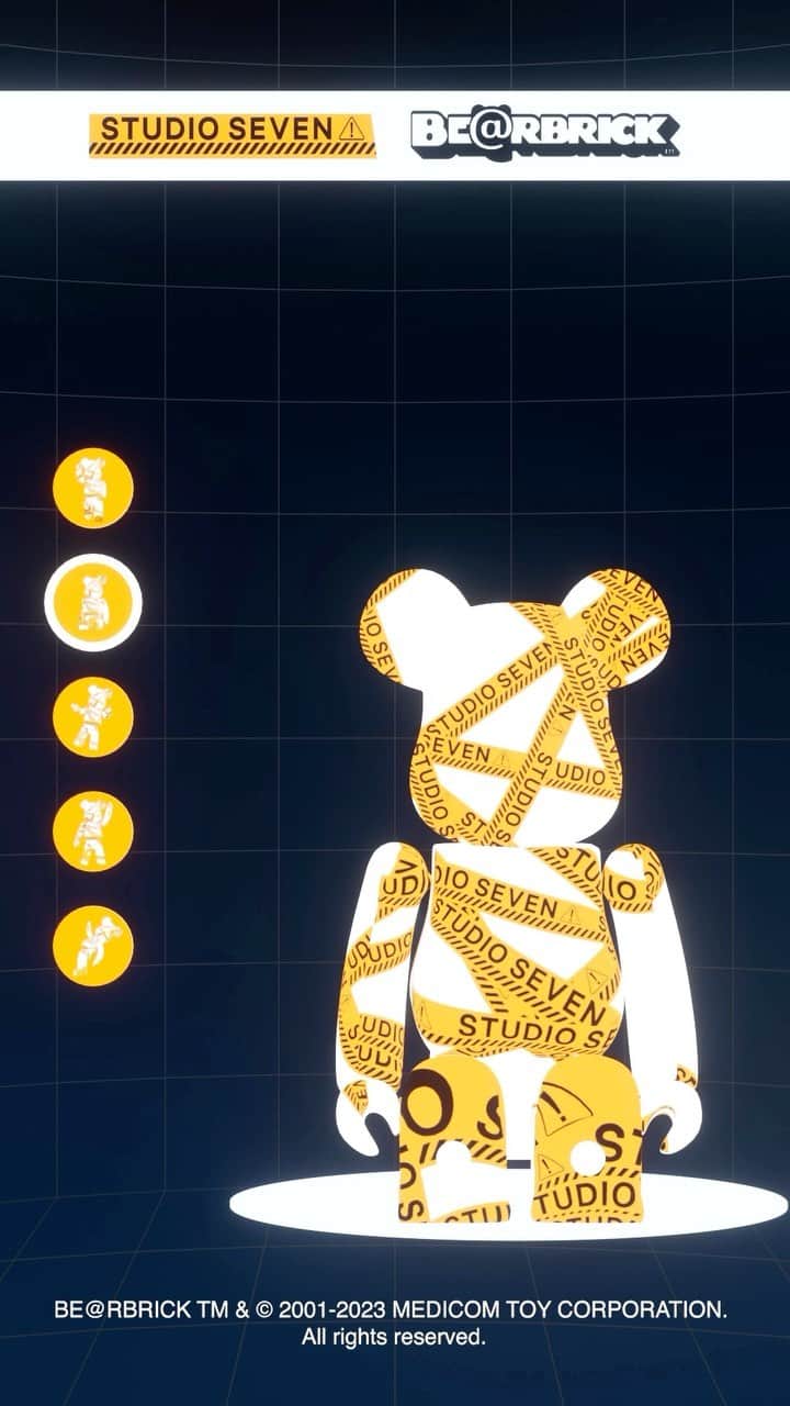 のインスタグラム：「2/4(土)12時～よりSTUDIO SEVEN×BE@RBRICKとのコラボレーションアイテムを400%と100%セットでSTUDIO SEVEN NAKAMEGURO・ONLINE STOREで発売⏱ 発売詳細はHPからご覧ください🚧  #studioseven #bearbrick」