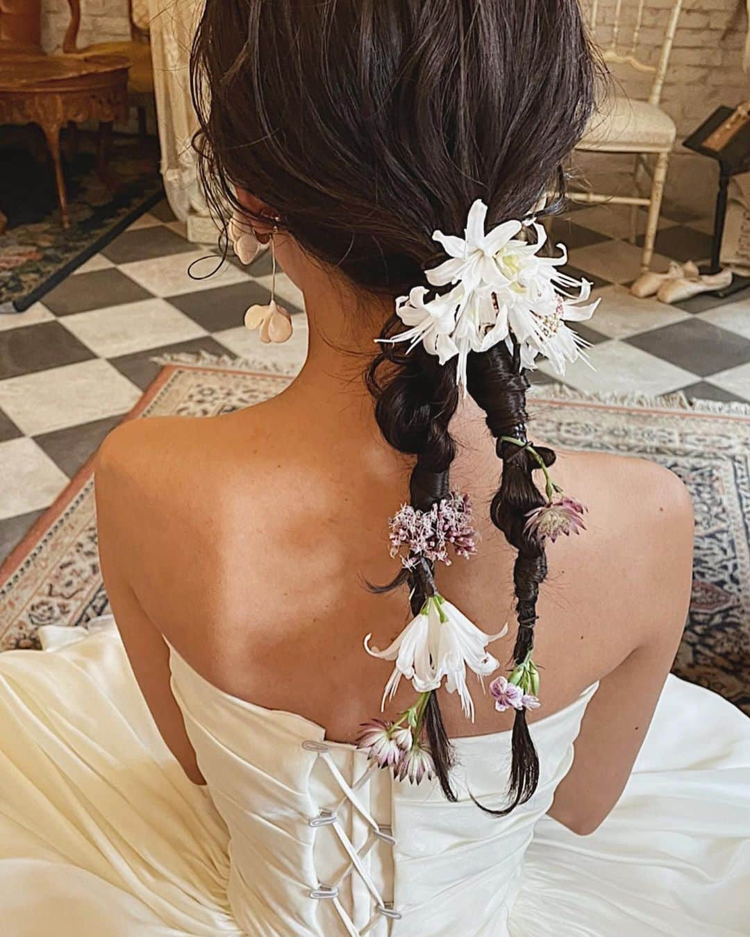 河野麻里のインスタグラム：「・ ・ wedding hair  #wedding #浜松市」