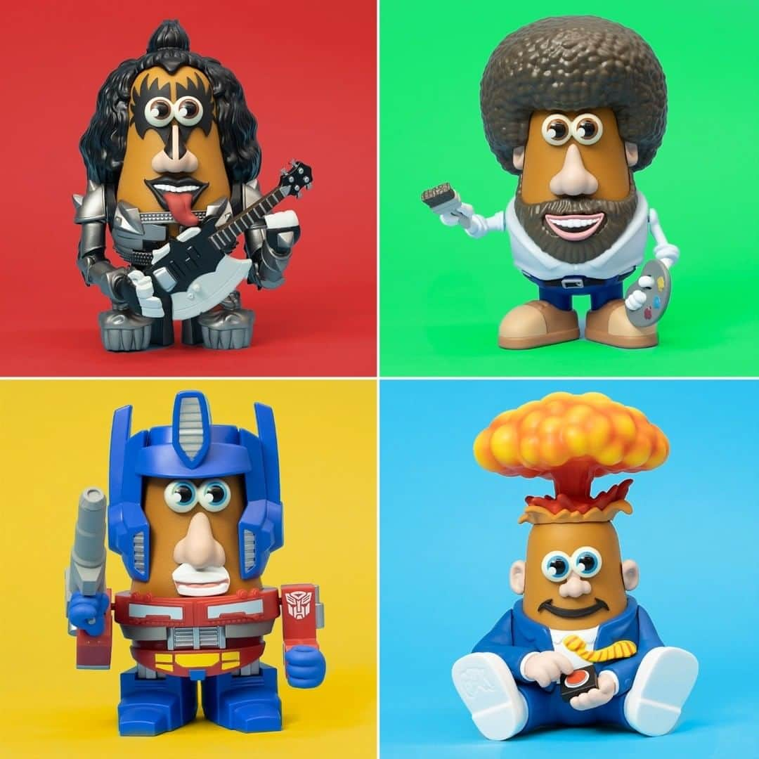 Hasbroのインスタグラム：「Your eyes are not deceiving you! The Potato Head we all know and love has received a pop culture makeover, spotlighting both real-life celebrities and fictional characters. The best part? You can mix and mash to make your very own… Garbage Pail Ross or Optimus Kiss! ​⁣ ⁣ Parents, if you want to grab one of these @SuperImpulse collectibles, you can head to Amazon via the link in our bio!​⁣ ​⁣ *𝘵𝘩𝘪𝘴 𝘪𝘴 𝘢 𝘭𝘪𝘤𝘦𝘯𝘴𝘦𝘥 𝘱𝘳𝘰𝘥𝘶𝘤𝘵​」