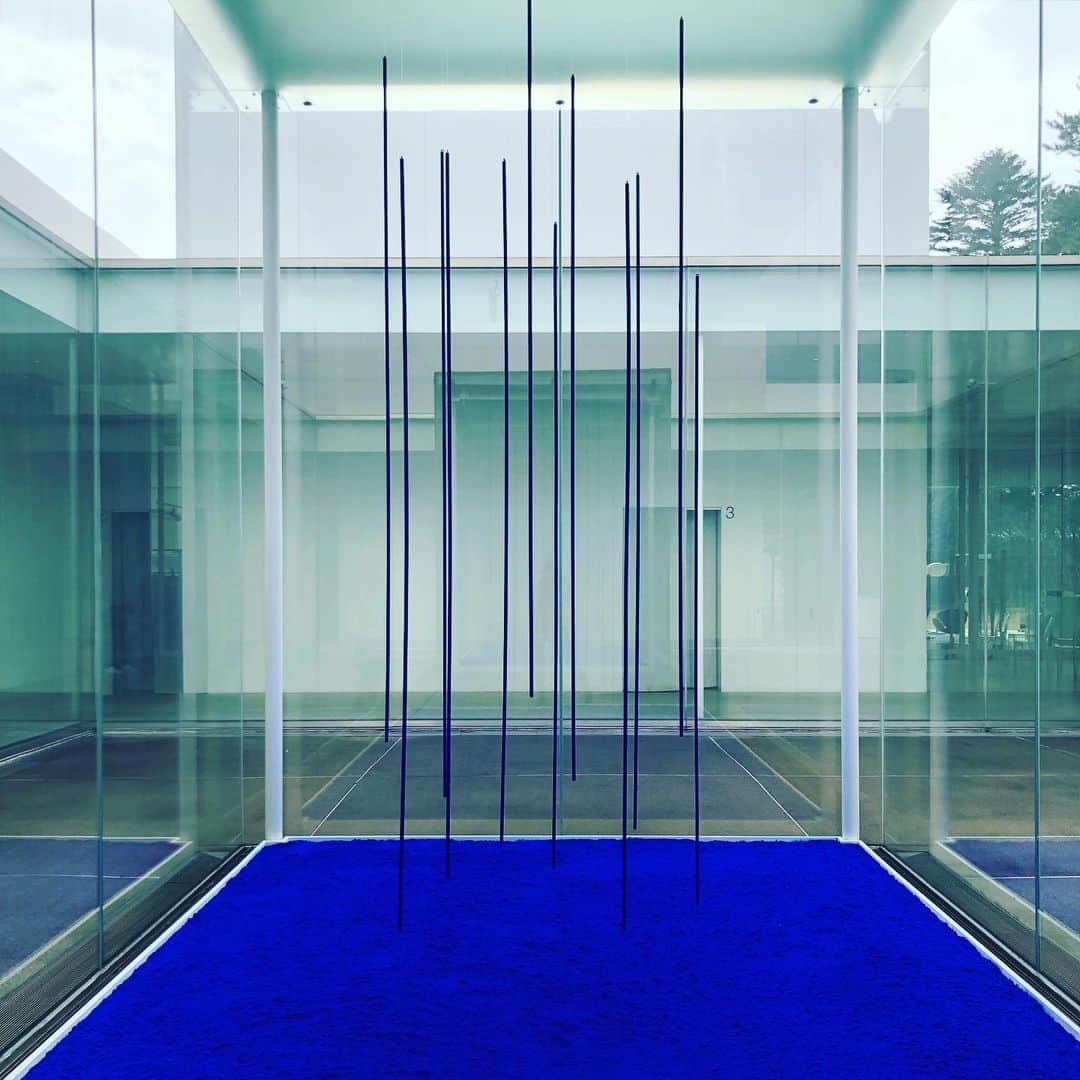 西山由のインスタグラム：「" Blue Rain " et " Pure Blue Pigment " par Yves Klein au musée d’Art contemporain du XXIe siècle de Kanazawa.」