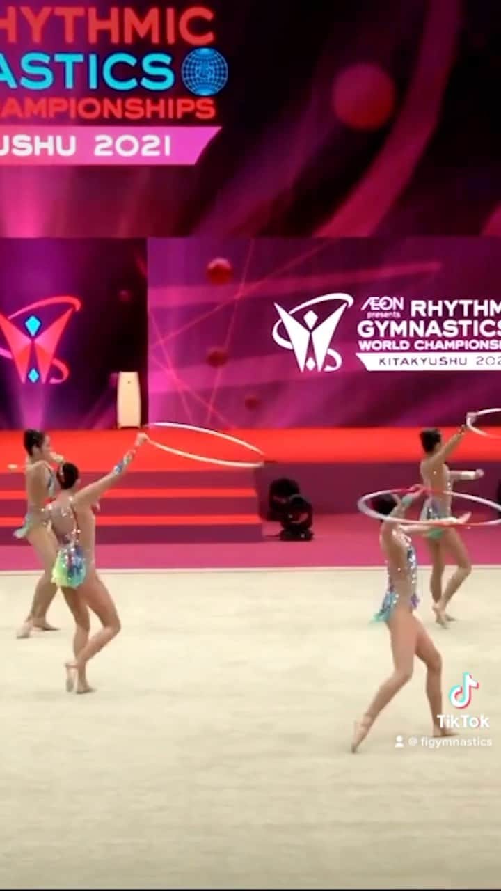 のインスタグラム：「Nothing quite like winning some silverware on home soil! 🥳  Japan’s bronze-winning group from the 2021 Rhythmic Gymnastics Worlds at Kitakyushu 🇯🇵 knows how it feels.   That energy 🔥  #Rhythmic #Gymnastics #ThrowbackThursday」