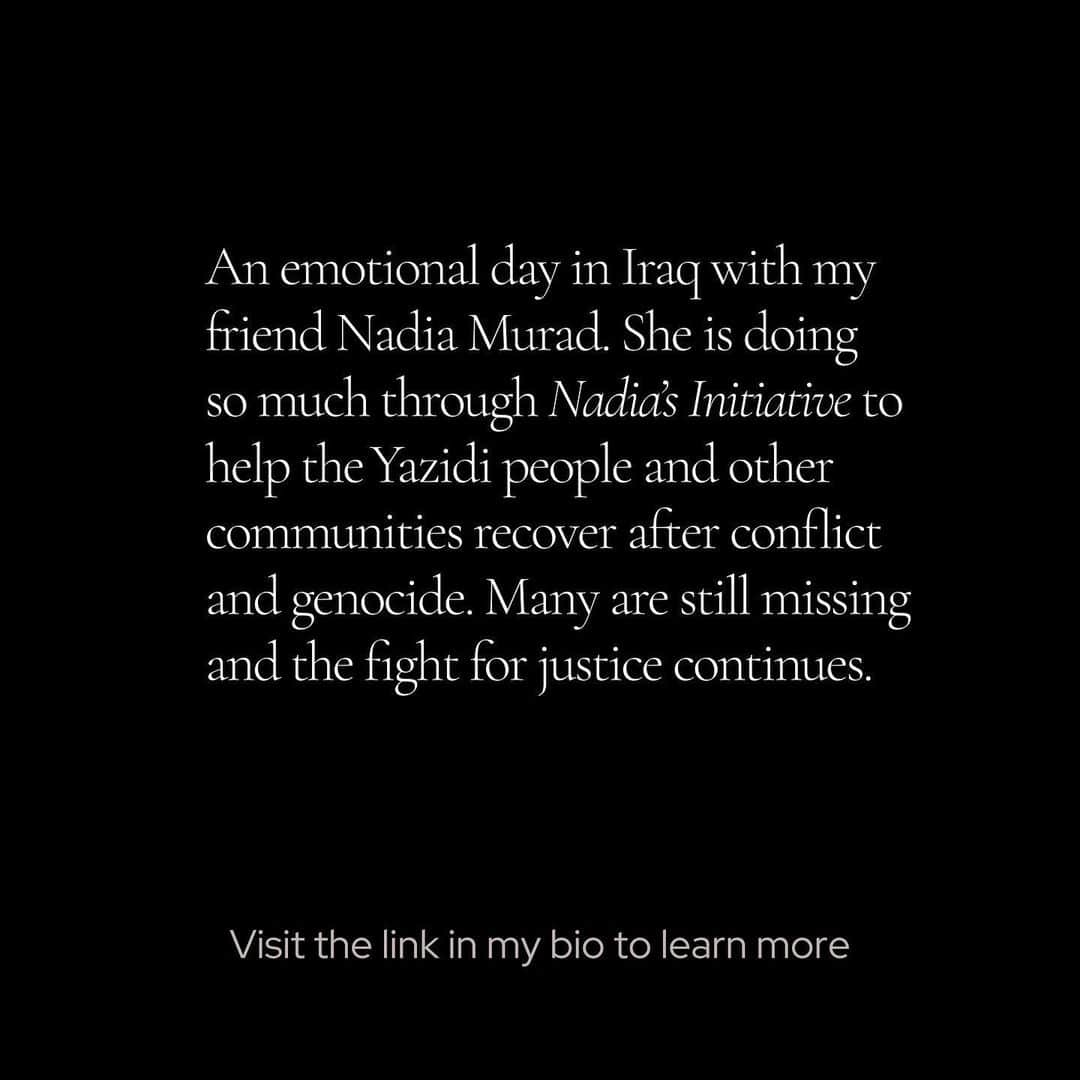 アンジェリーナ・ジョリーさんのインスタグラム写真 - (アンジェリーナ・ジョリーInstagram)「An emotional day with my friend @Nadia_Murad, who I was honored to spend the day with in Sinjar in Iraq. She is doing so much through @Nadiasinitiative to help the Yazidi people and other communities recover after conflict and genocide. She took me to the home she grew up in Kocho village, her old school where ISIS militants separated women and men before enslaving and mass murdering them, and the cemetery where the remains of Kocho residents have been laid to rest. Many are still missing and the fight for justice continues.  #Yazidigenocide #Yazidis #NadiaMurad #NadiasInitiative #Iraq」2月2日 23時06分 - angelinajolie