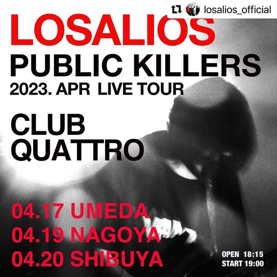 TOKIEさんのインスタグラム写真 - (TOKIEInstagram)「LOSALIOSの東名阪ツアーが発表になりました。 楽しみであります😊  #Repost @losalios_official with @use.repost ・・・ . LOSALIOS 新録音源とともに東名阪がツアー決定！  LOSALIOS 2023 LIVE -PUBLIC KILLERS- 4月 17日(月) 梅田クラブクアトロ 4月 19日(水) 名古屋クラブクアトロ 4月 20日(木) 渋谷クラブクアトロ OPEN 18:15 / START 19:00 全自由・スタンディング 前売り￥6,000（tax in）d代別    2月4日(土)12:00~ QUATTROとe+ pre-orderにて先行予約スタート チケット先行予約 2月4日(土)12:00~2月6日(月)18:00受付 ・QUATTRO WEB先行: https://www.club-quattro.com/tickets/ ・e+ pre-order:  https://eplus.jp/losalios/  一般発売日 2月11日(土)10:00~  新音源をとともに疾走する東名阪ライブ 昨年、電撃復帰を果たした加藤隆志(g)を迎えての新たな編成で臨んだLOSALIOS 22。 2023年の幕開けは、ライブで練度を加えた新曲をスタジオレコーディングで完成させ、その音源を引っ提げて３都市を逆走するソロライブから始動！ パブリック・キラーズというコンセプトを掲げ、ライブ会場ではファン待望の新録音源の販売も予定している。    LOSALIOS 2023 are 中村達也(ds), TOKIE(b), 堀江博久(g,key), 加藤隆志(g)  #losalios #ロザリオス　#中村達也 #tokie #堀江博久　#加藤隆志」2月3日 10時19分 - tokieofficial1