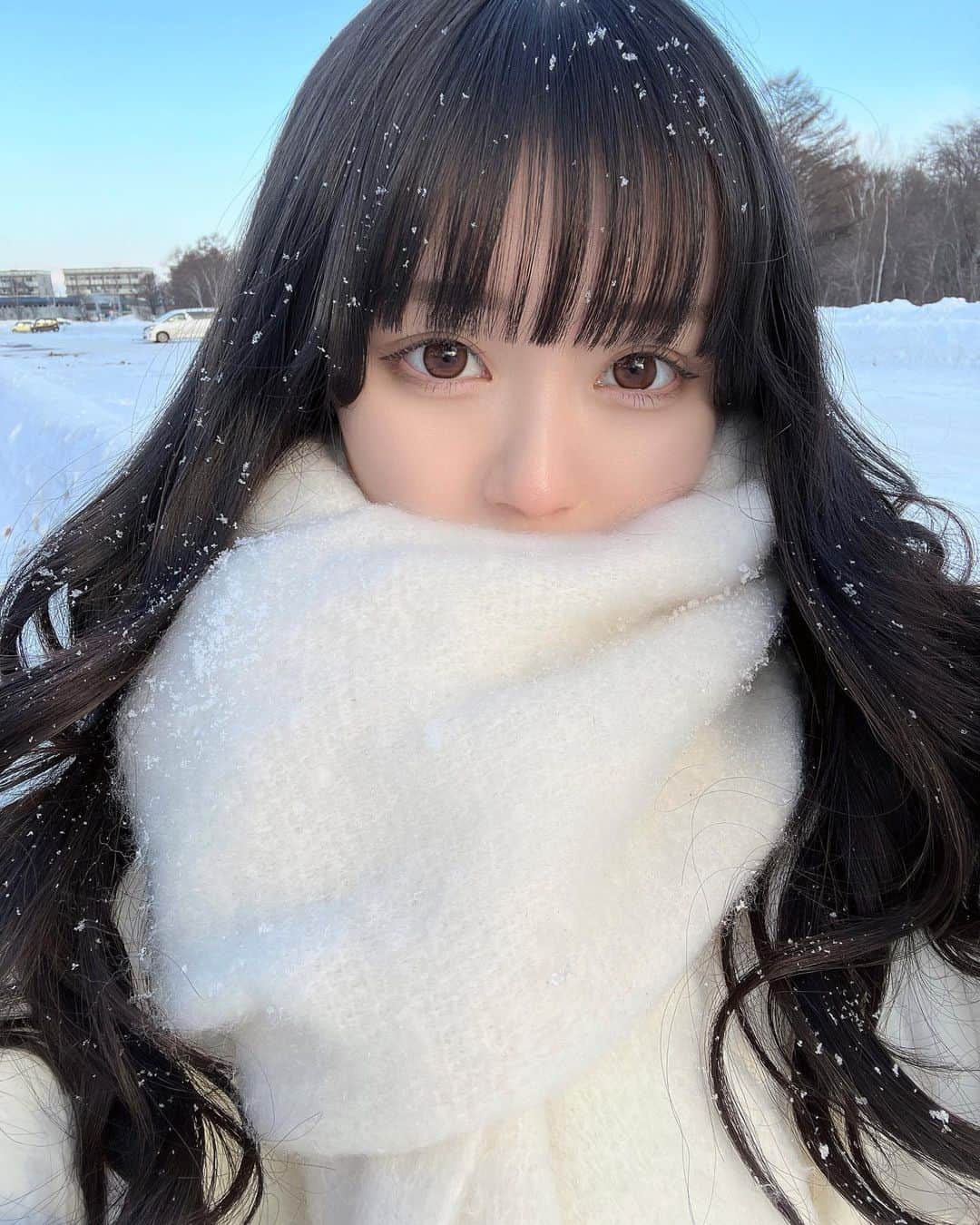 しみずくるみさんのインスタグラム写真 - (しみずくるみInstagram)「北海道の雪すごいサラサラだから風が吹くとキラキラ舞って綺麗だった❄️」2月3日 20時10分 - __s.k0328