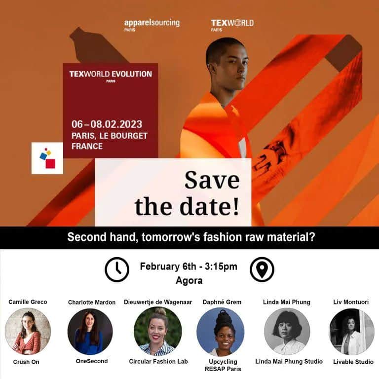 のインスタグラム：「📆 Save the date, let's meet at Texworld Evolution Paris ! Rendez-vous lundi 6 février 15:15 pour une table ronde sur la Seconde Main et ses Enjeux en ma compagnie et d'un panel d'invitées aux expériences pertinentes (fashion tech, upcycling, eco-design, e-commerce) sur ce marché à la croissance exponentielle.  💡 Vraiment hâte de rencontrer Camille Greco, Dieuwertje de Wagenaar et Liv Montuori et de revoir Charlotte Mardon et Daphné Grem pour échanger....et peut-être collaborer?   Merci pour l'invitation et à lundi, Alice GRAS  PS : 📨 Envoyez-moi un message pour une invitation 📨  🇺🇲 See you Monday, February 6, 3:15 p.m. for "Second Hand, tomorrows'fashion raw material?" a round table with us and a panel of guests with super relevant and diverse experiences (fashion tech, upcycling, eco-design, e-commerce) in this exponentially growing market.  💡 Really looking forward to meeting Camille Greco, Dieuwertje de Wagenaar, Liv Montuori and seeing Charlotte Mardon and Daphné Grem again to exchange ideas and maybe, collaborate.  See you Monday  PS: 📨 Send me a message for an invite 📨  #paris #textilefair #texworld #secondhand #sourcing #fashion #roundtable #conference #upcycling #ecommerce #ecodesign #textilewaste」