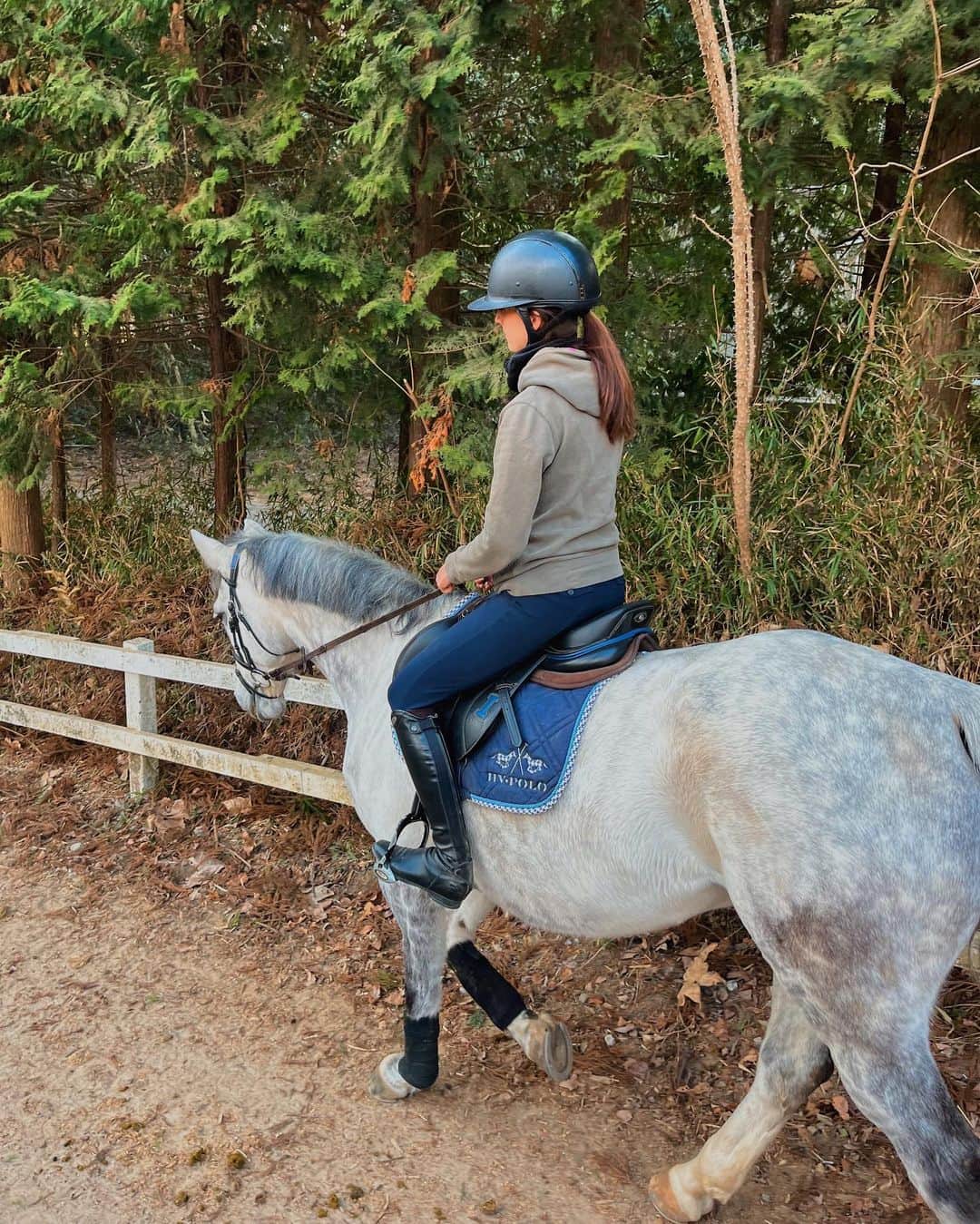 ジュディ舞衣のインスタグラム：「Gigi having to take mom on a mental health ride💙🤍💙」