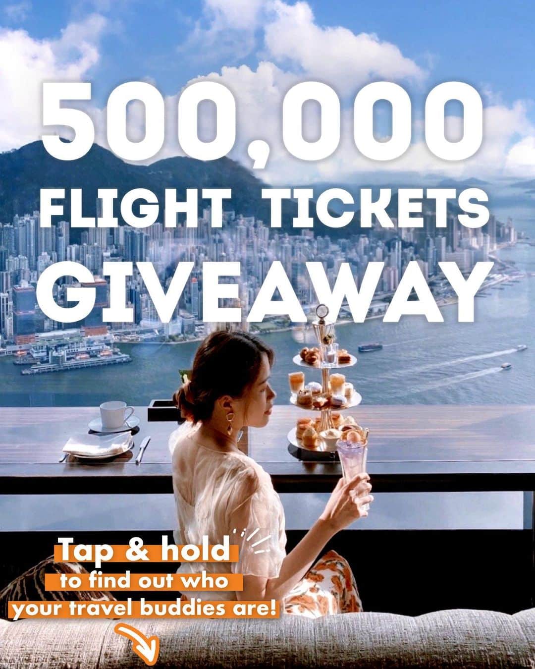 Discover Hong Kongのインスタグラム：「【 Hello Hong Kong: 500,000 flight tickets giveaway!】 Here is the biggest welcome from Hong Kong: 500,000 flight tickets ✈️ to visit our incredible city! Tap and hold the “send” button 👆🏻 to find out who your travel pals to Hong Kong are😲! Start planning a fun-filled trip with them - a host of new experiences and attractions are waiting for you! 😎Join the giveaway and win a trip to Hong Kong 🇭🇰 via link in bio👆🏻.  Keep an eye out for our upcoming top 5 lists 📜for the latest and most exclusive experiences!  【Hello Hong Kong：50萬張機票獎賞】  快啲約埋朋友一齊玩，參加50萬張機票✈️送贈計劃！ 長按「send」👆🏻睇吓邊個係你嘅travel buddy😲，香港好多新景點同活動等緊你哋，一於跟實我哋plan一個好玩又特別嘅🇭🇰香港之旅！  即睇🔗Link in Bio了解詳情贏機票！   記住留意我哋嚟緊更多必去推介📜，繼續發掘本地驚喜！  #HelloHongKong #DiscoverHongKong」