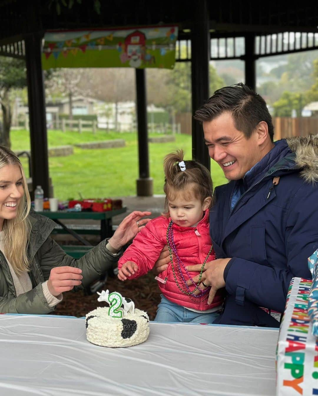 ネイサン・エイドリアンのインスタグラム：「Happy second birthday to Parker!  It wasn’t the sunny day we hoped for but your smile was bright enough for all of us to forget about the rain. You are growing too fast and your mom and dad love you!」