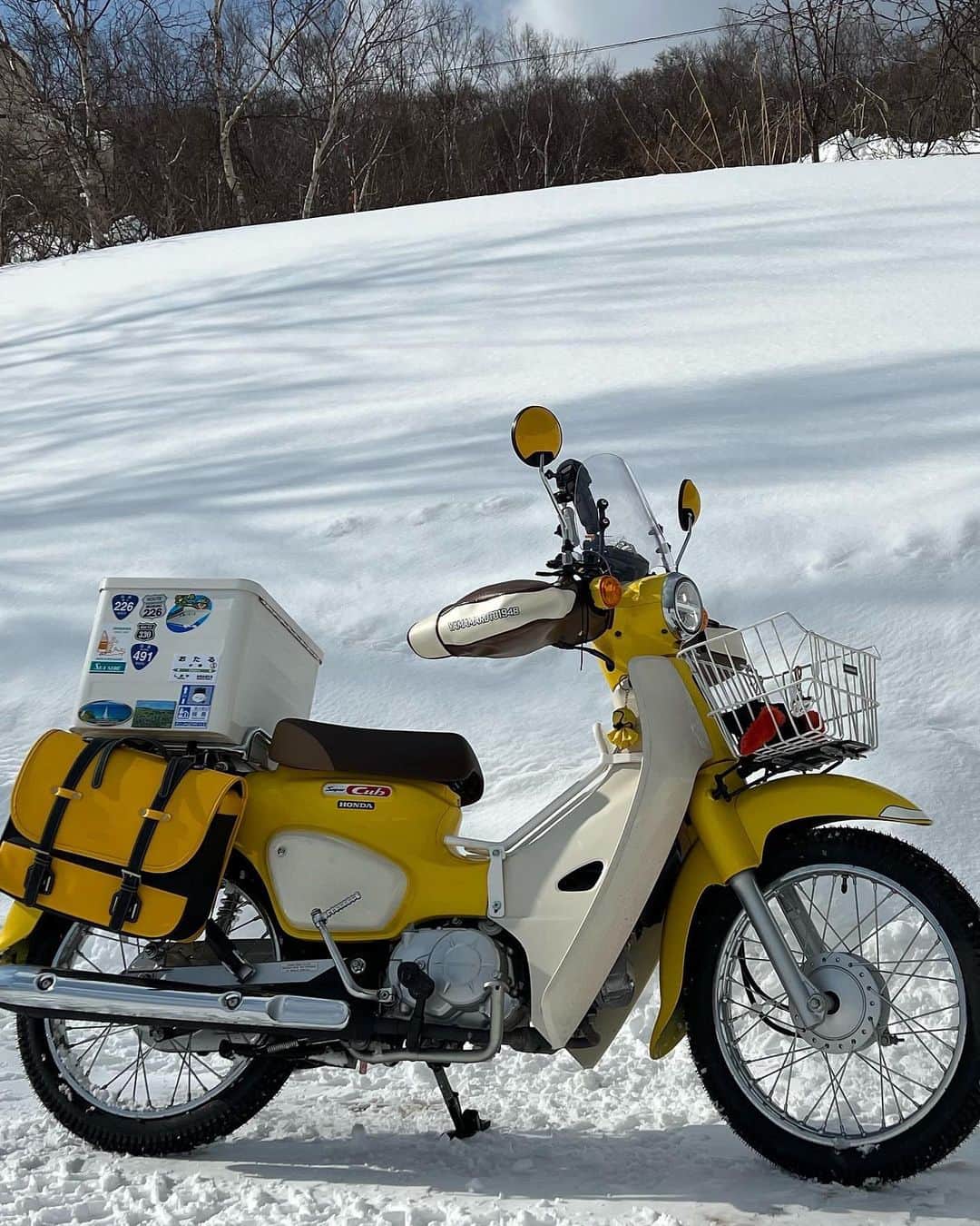 金田彩奈さんのインスタグラム写真 - (金田彩奈Instagram)「⛄️  小樽雪中ツーリング🛵❄️  #バイク #バイク女子 #北海道ツーリング #クシタニ #イエローコーン #カブ #スーパーカブ #kushitani #yellowcorn #supercub #motorcyclegirl」2月7日 17時43分 - ayn120