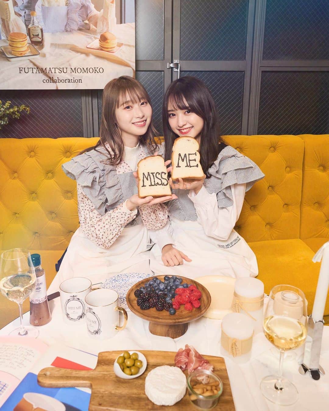 立花玲奈のインスタグラム：「. . 先日展示会にお邪魔しました☺︎  ももちゃん @momosan0627 プロデュースの可愛いエプロン着て、料理モチベ上げる🍳  @miss_me_by_chaling ♡ . .」